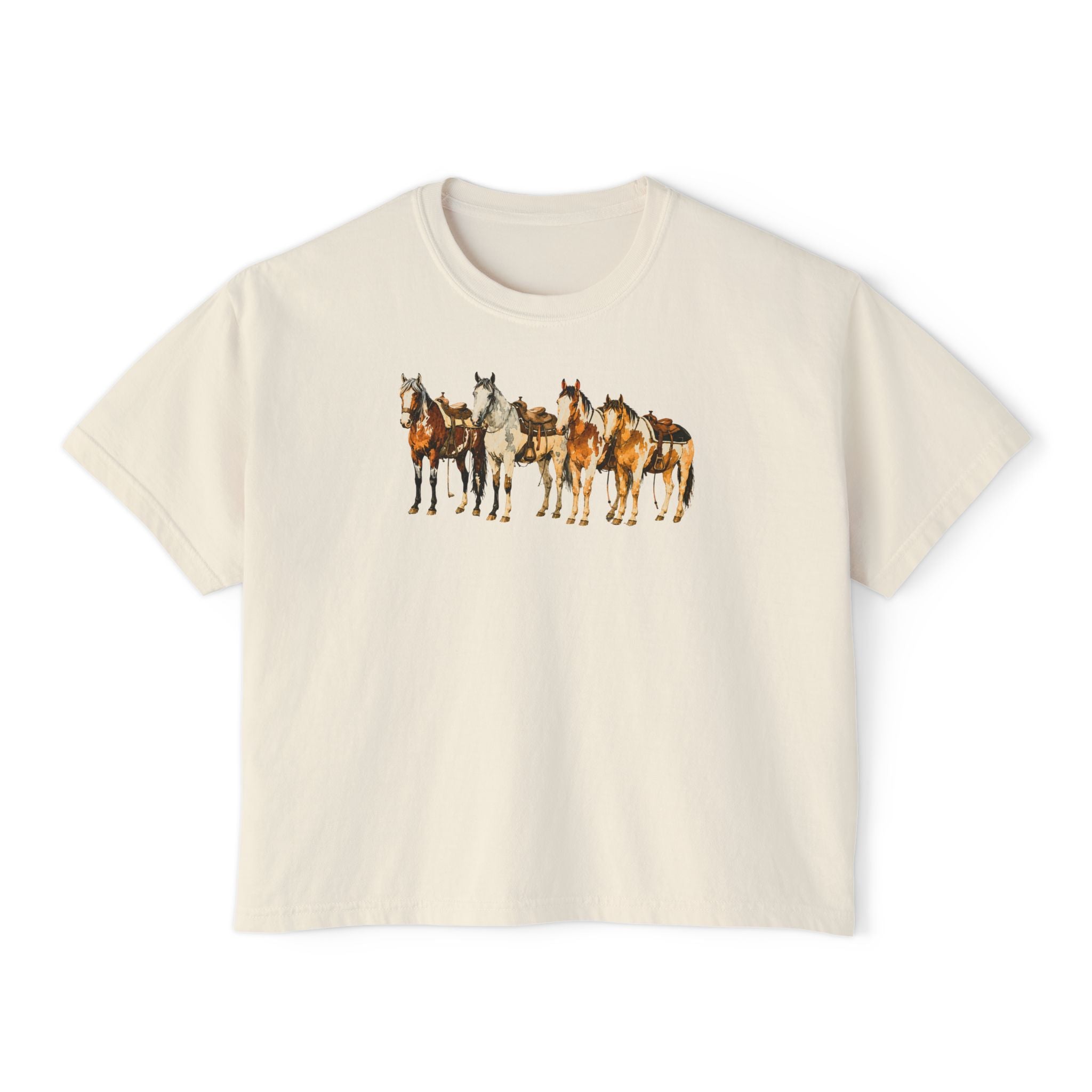 Women's Watercolor Horse Lineup Graphic
