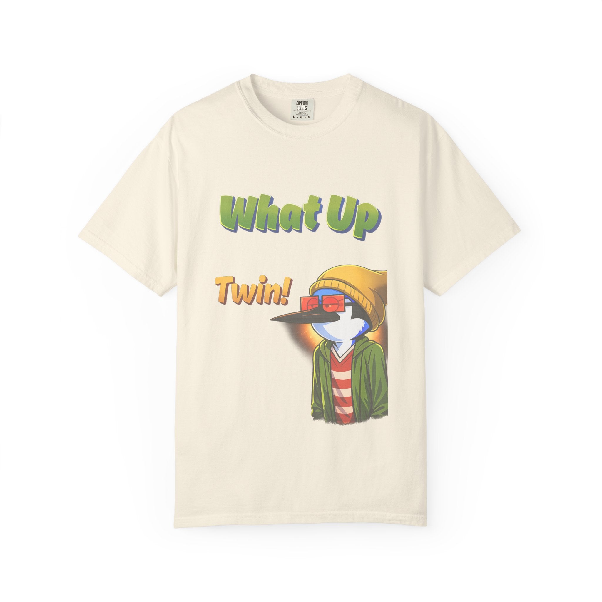 Green What Up Twin! Graphic T-Shirt — Cute Cartoon Character Tee