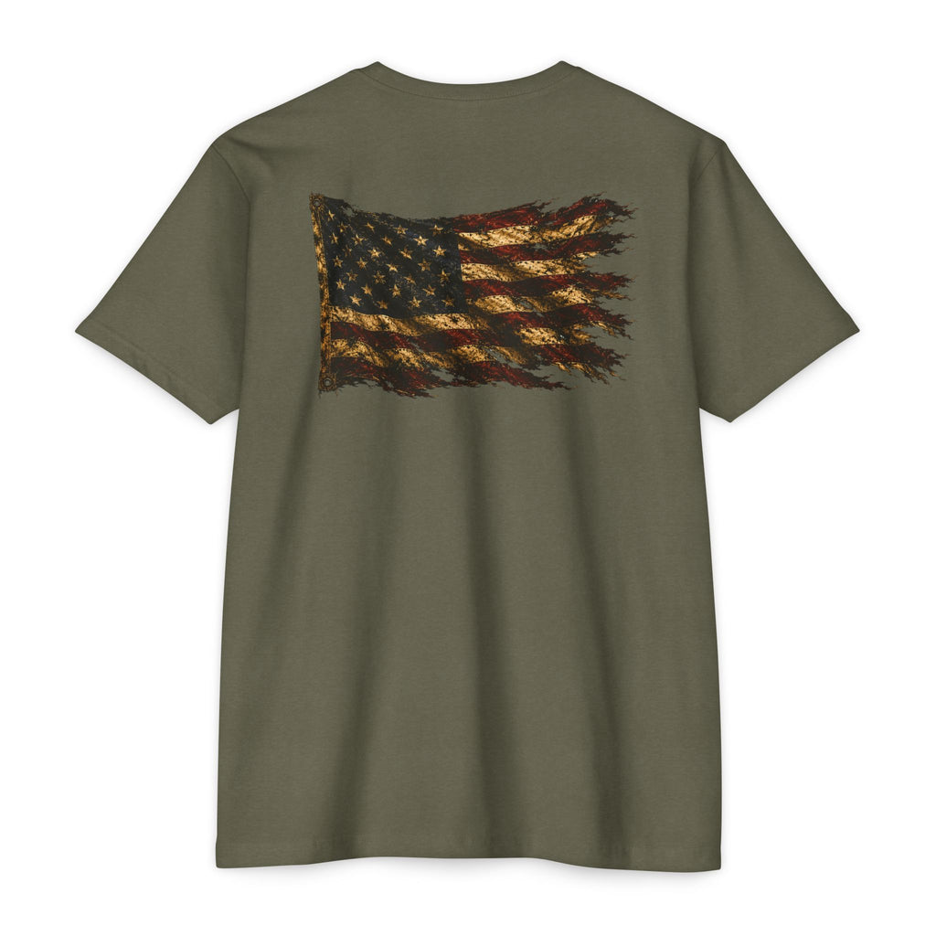 Don't Tread On Me T-Shirt — Distressed American Flag & Snake Patriotic Tee