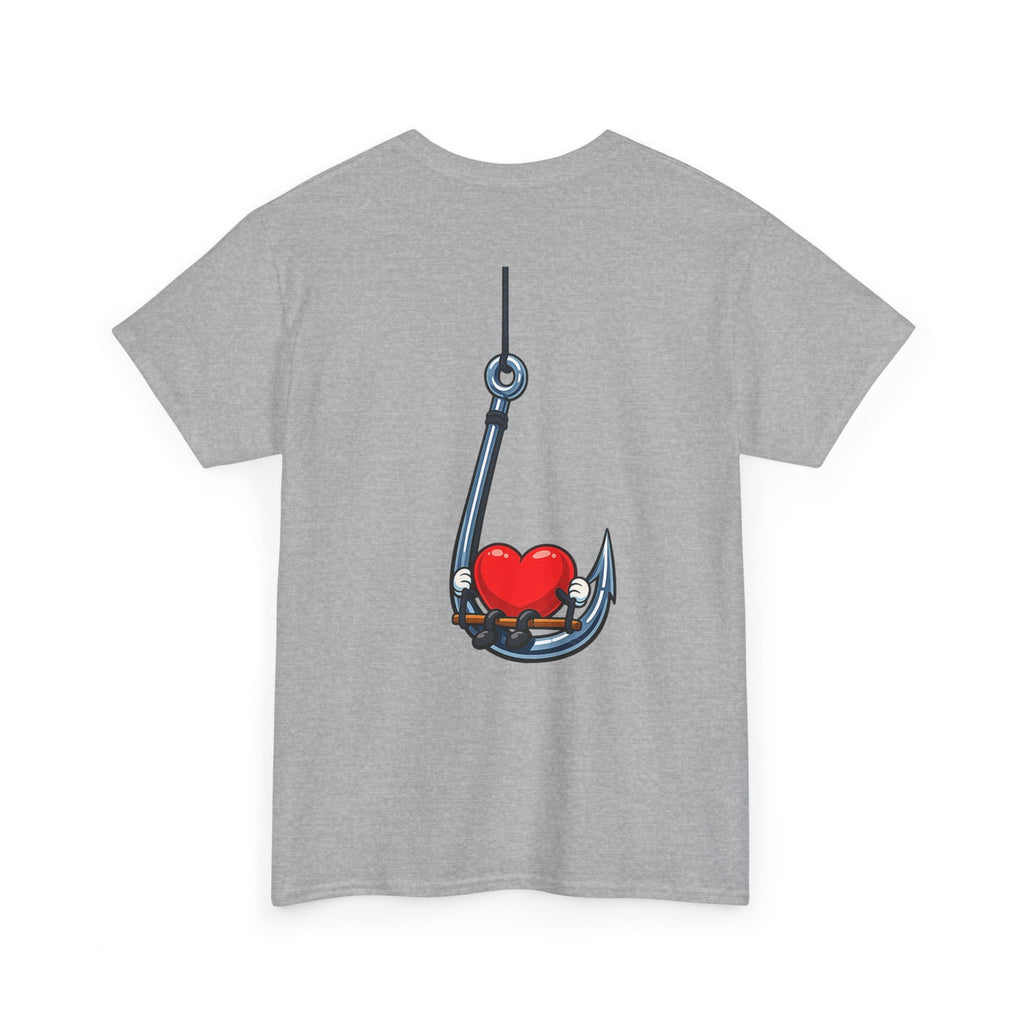 T-Shirt — "Caught You Hook, Line, and Sinker" Fishing Heart Tee