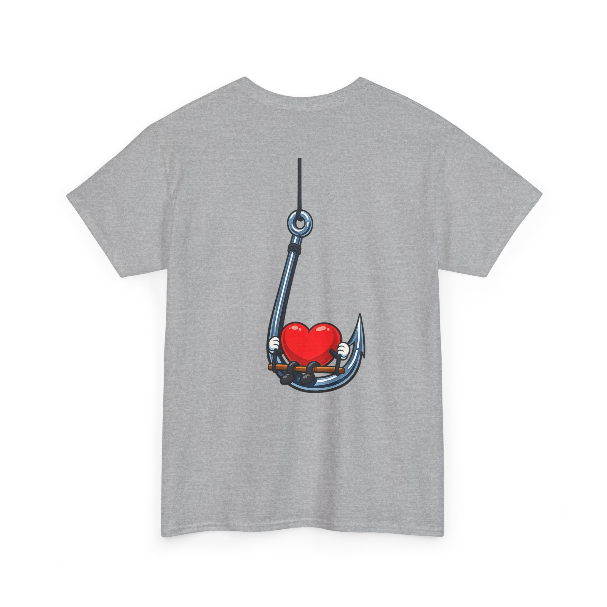 T-Shirt — "Caught You Hook, Line, and Sinker" Fishing Heart Tee