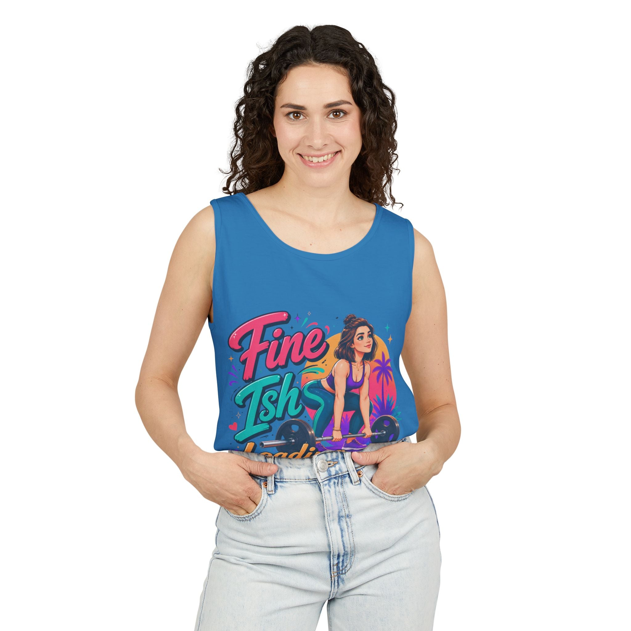 Tank Top — "Fine Ish Loading" Retro Fitness Graphic Tank for Women