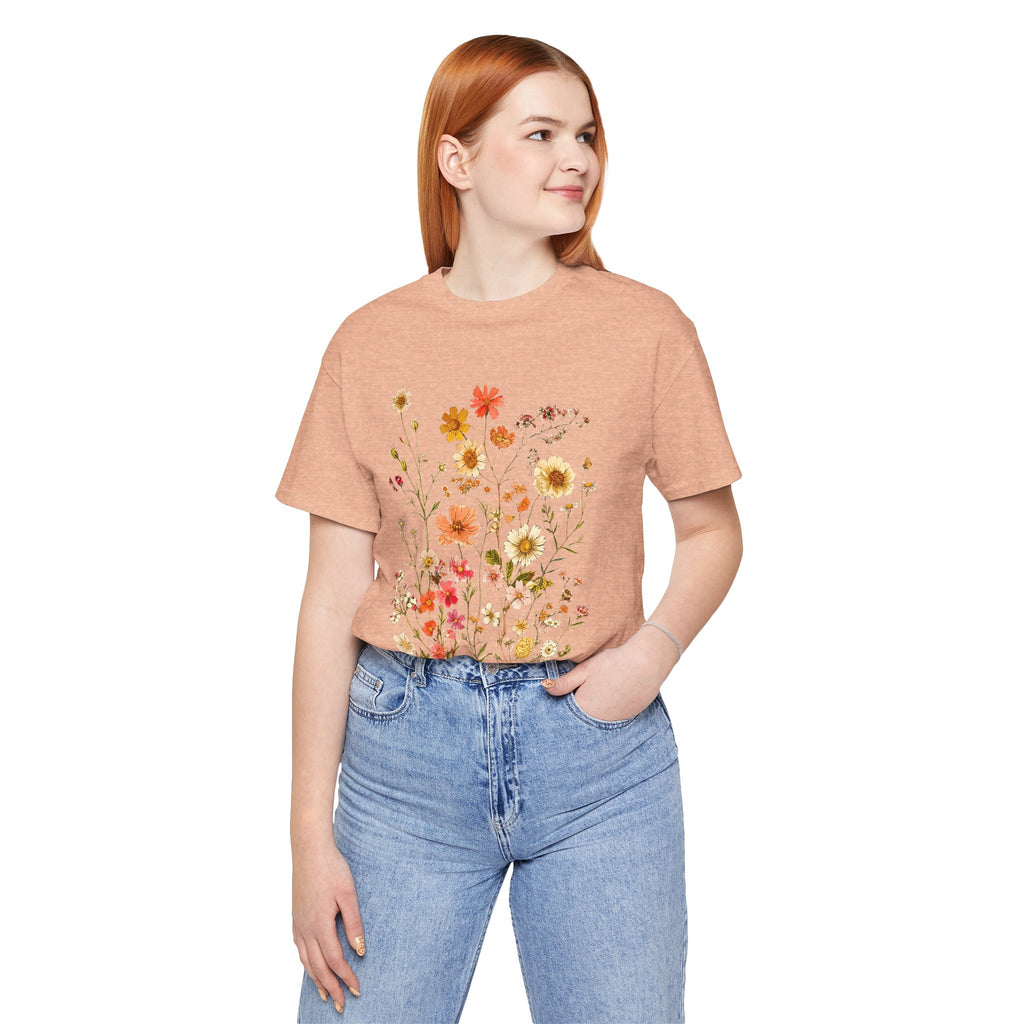 Floral Meadow Tee — Vintage Wildflower Bouquet Short Sleeve Shirt