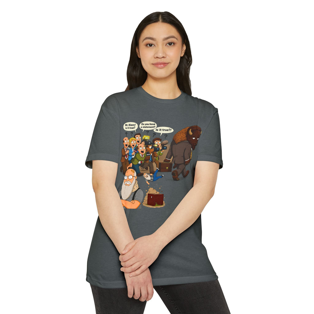 Funny Cartoon Yellow Bison Flip T-Shirt