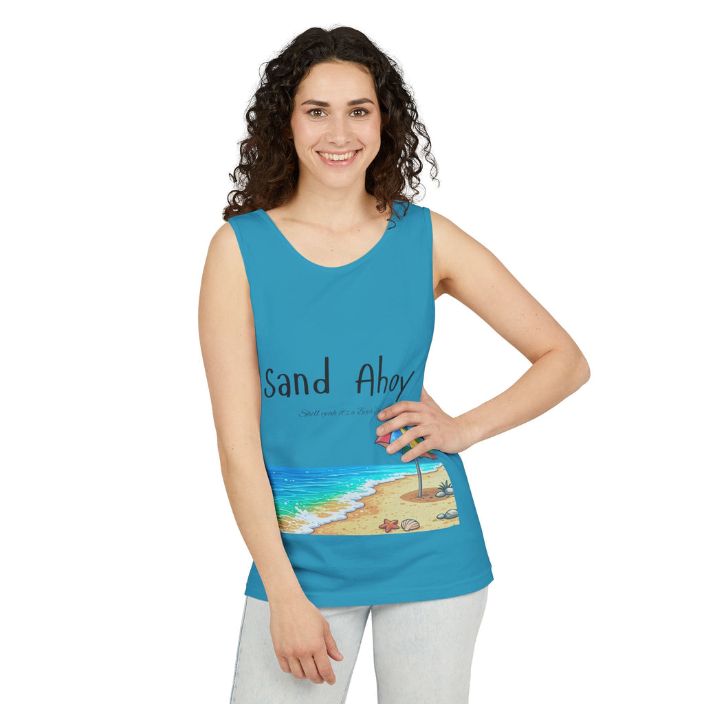 “Sand Ahoy” Seaside Graphic Tank