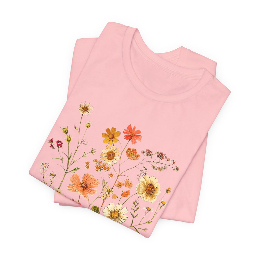 Floral Meadow Tee — Vintage Wildflower Bouquet Short Sleeve Shirt