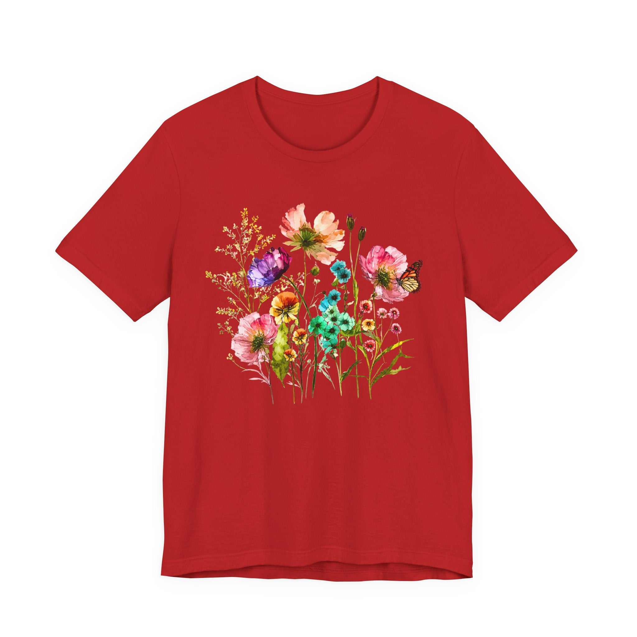 Floral Watercolor  Pink Wildflower Bouquet Graphic T-Shirt