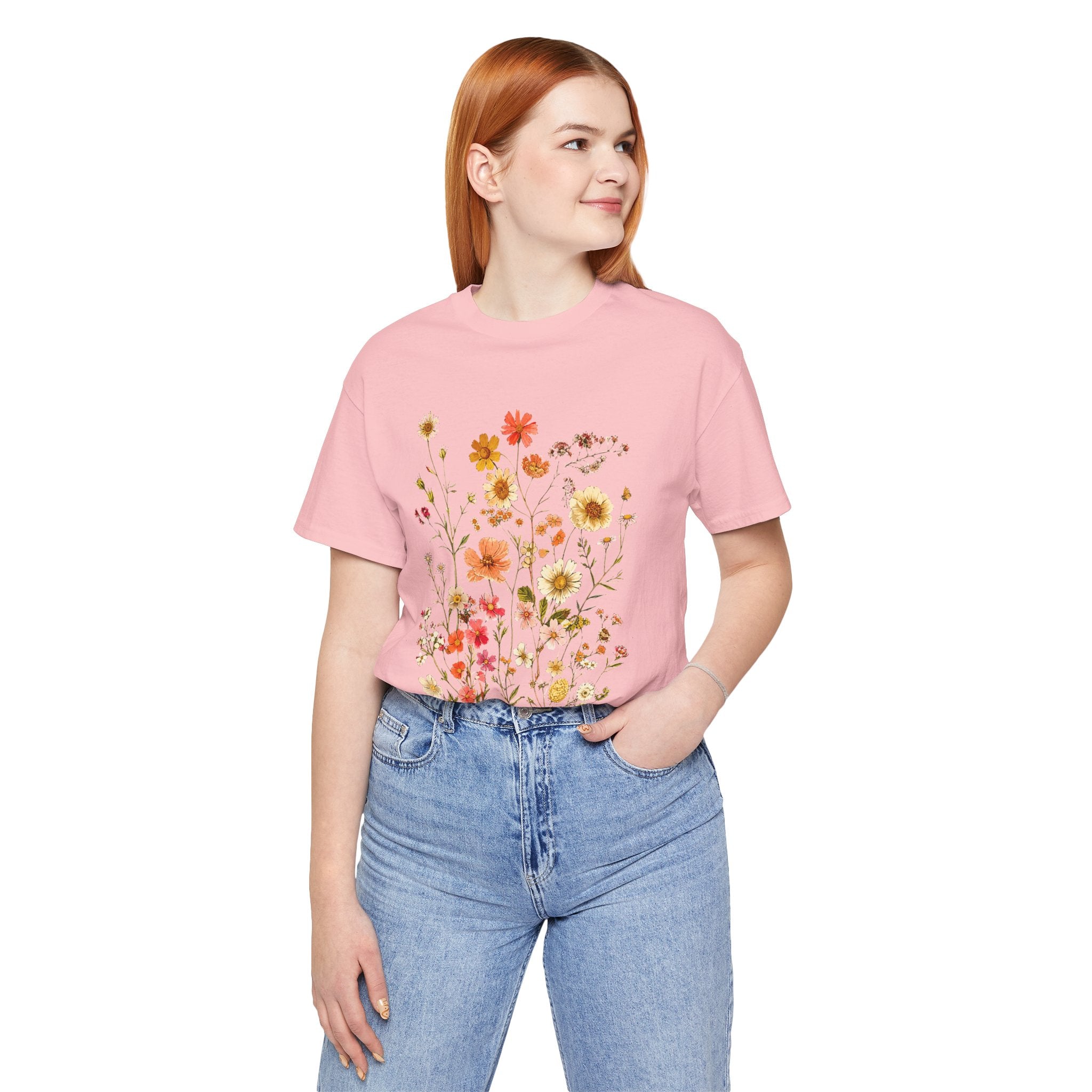 Floral Meadow Tee — Vintage Wildflower Bouquet Short Sleeve Shirt