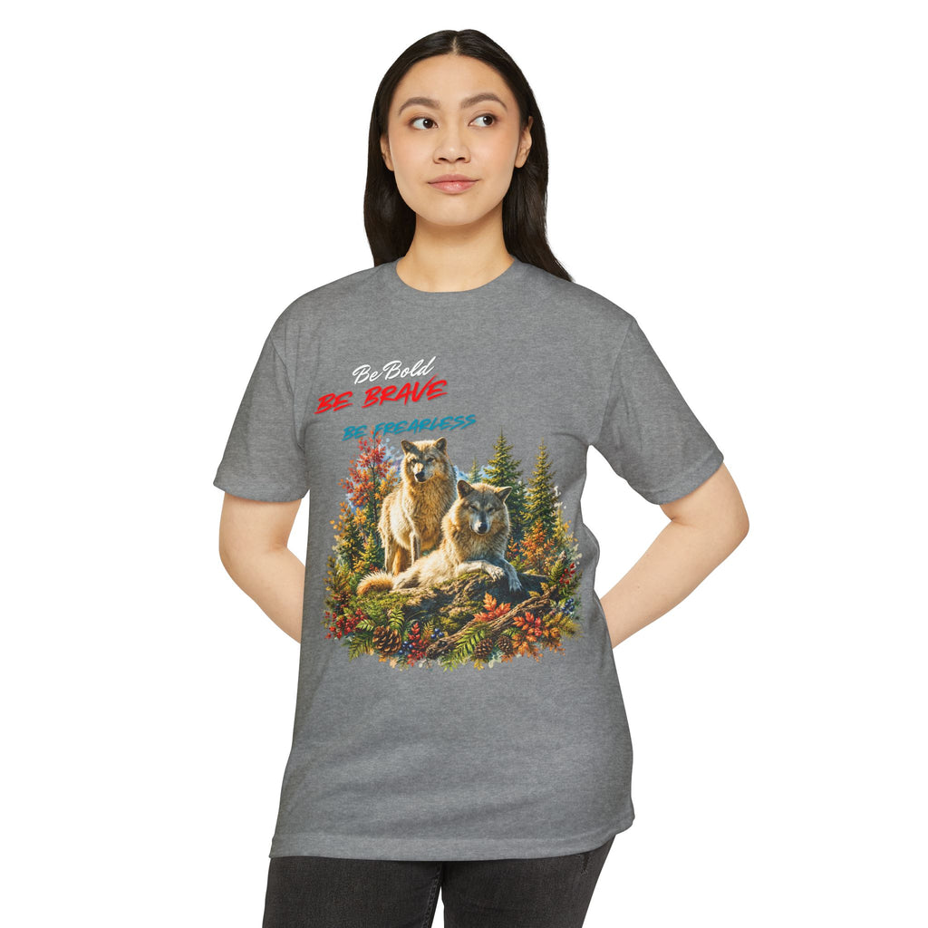 Be Brave Be Fearless Wolf Graphic T‑Shirt