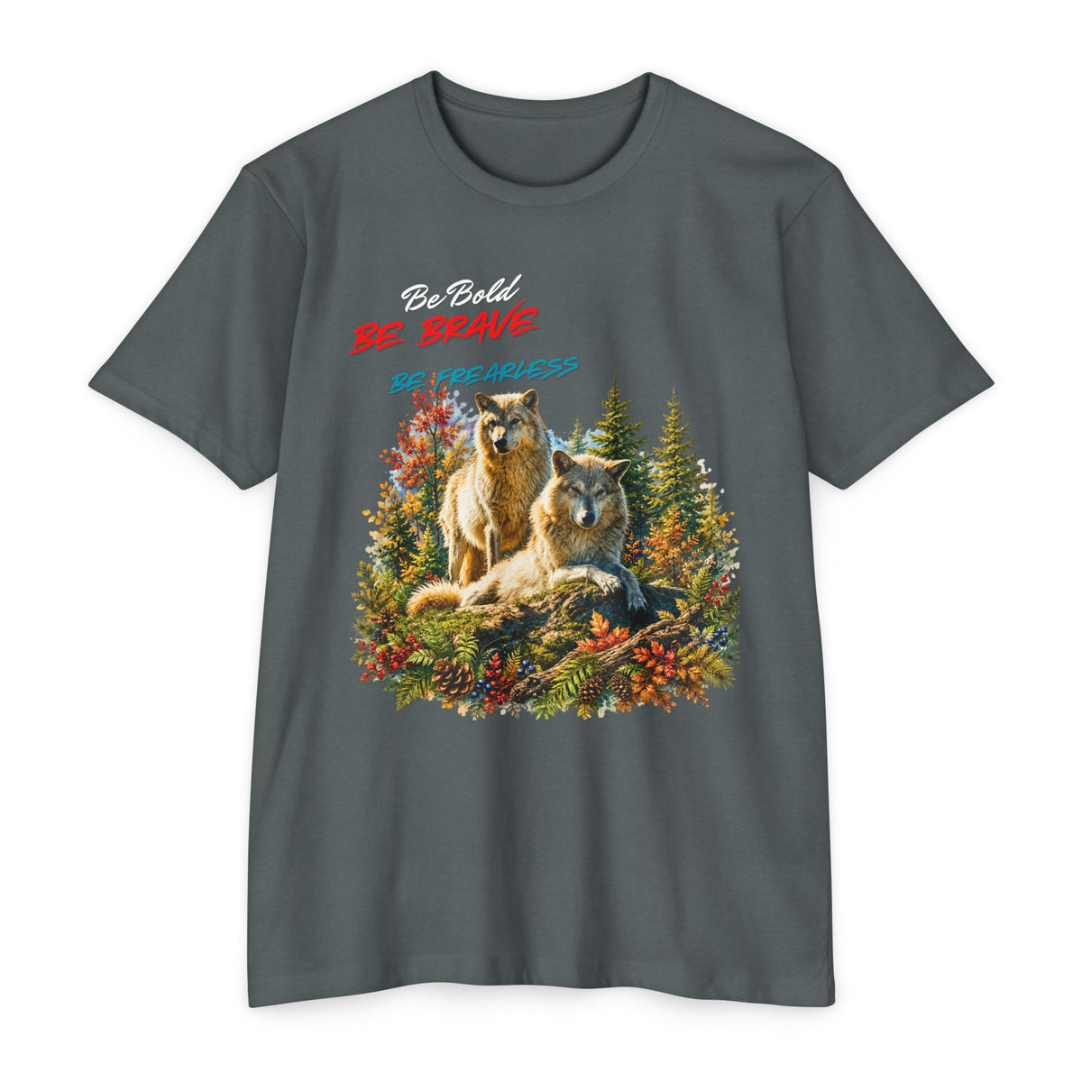 Be Brave Be Fearless Wolf Graphic T‑Shirt