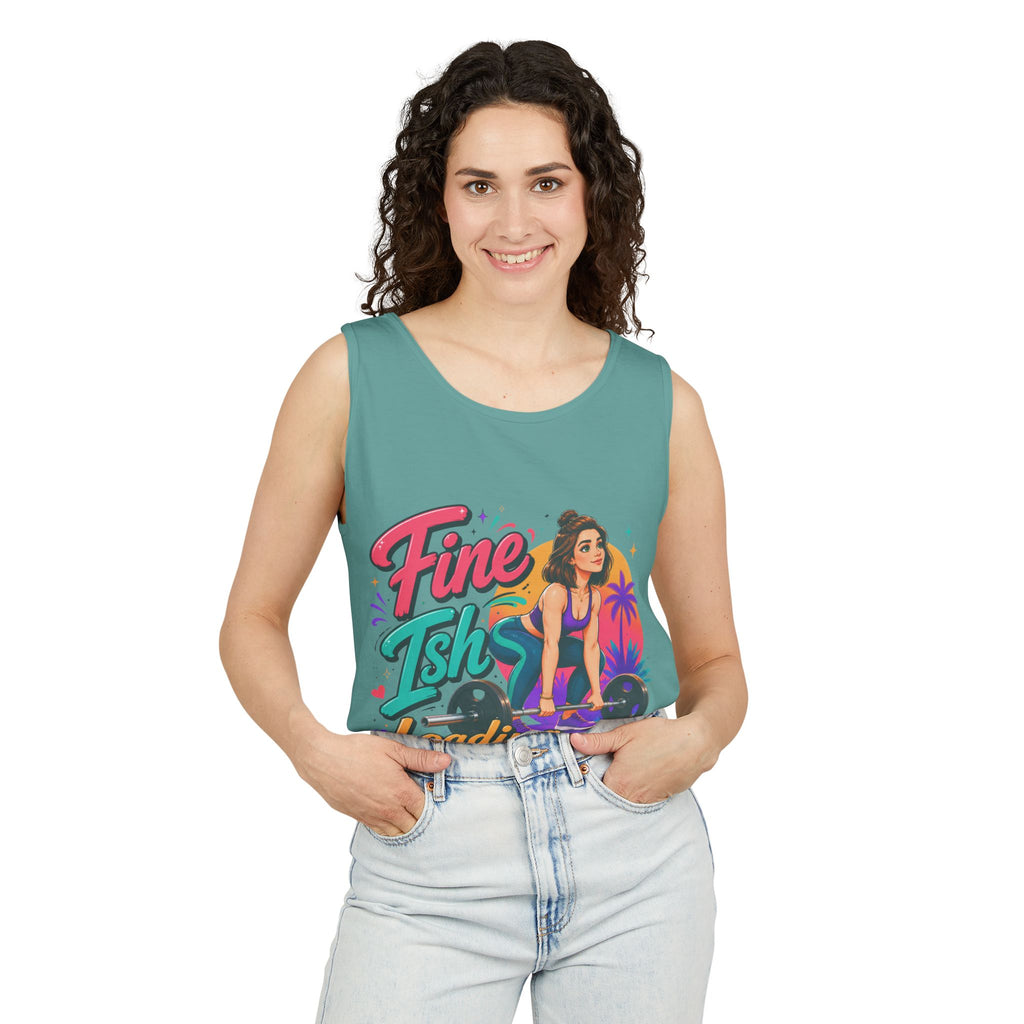Tank Top — "Fine Ish Loading" Retro Fitness Graphic Tank for Women