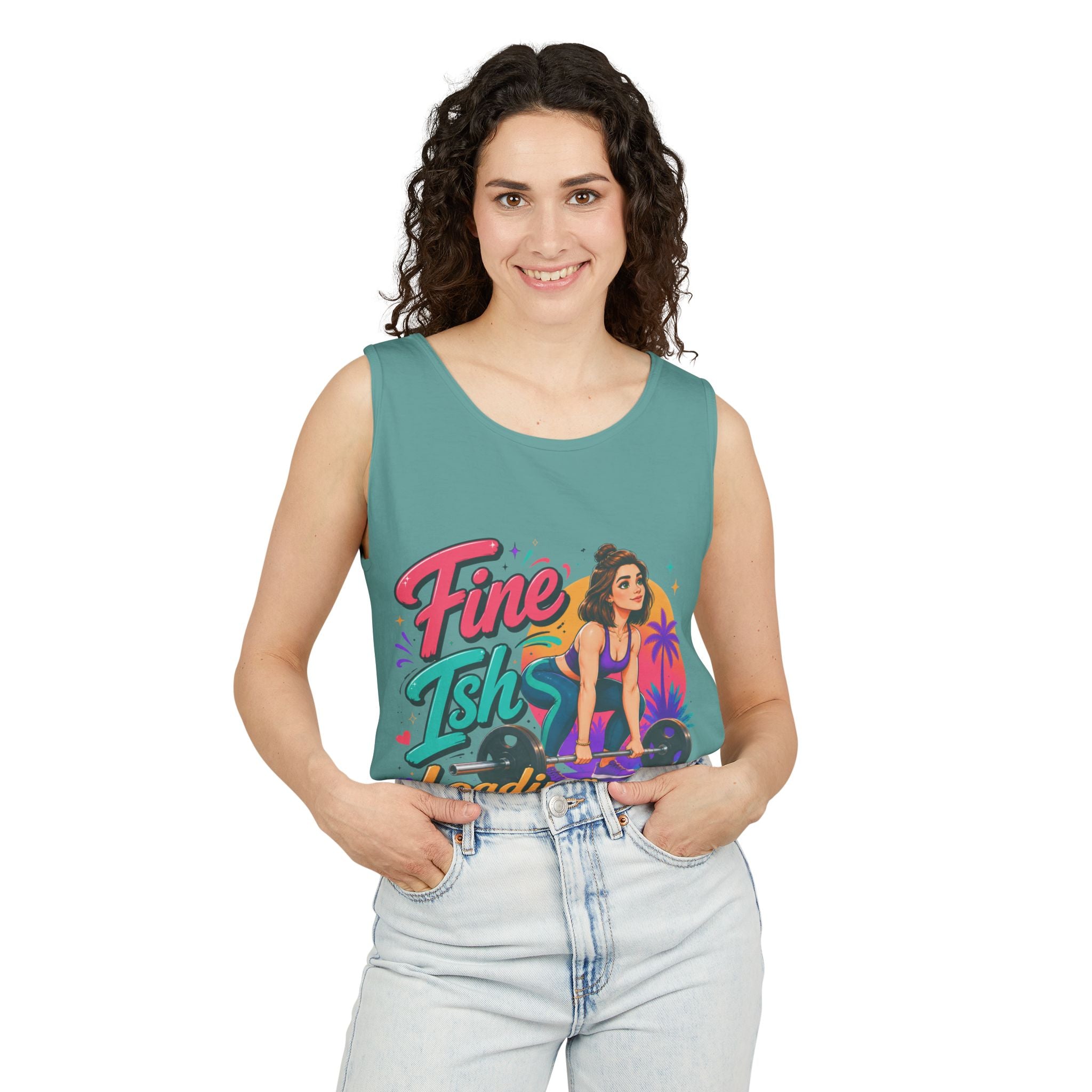 Tank Top — "Fine Ish Loading" Retro Fitness Graphic Tank for Women