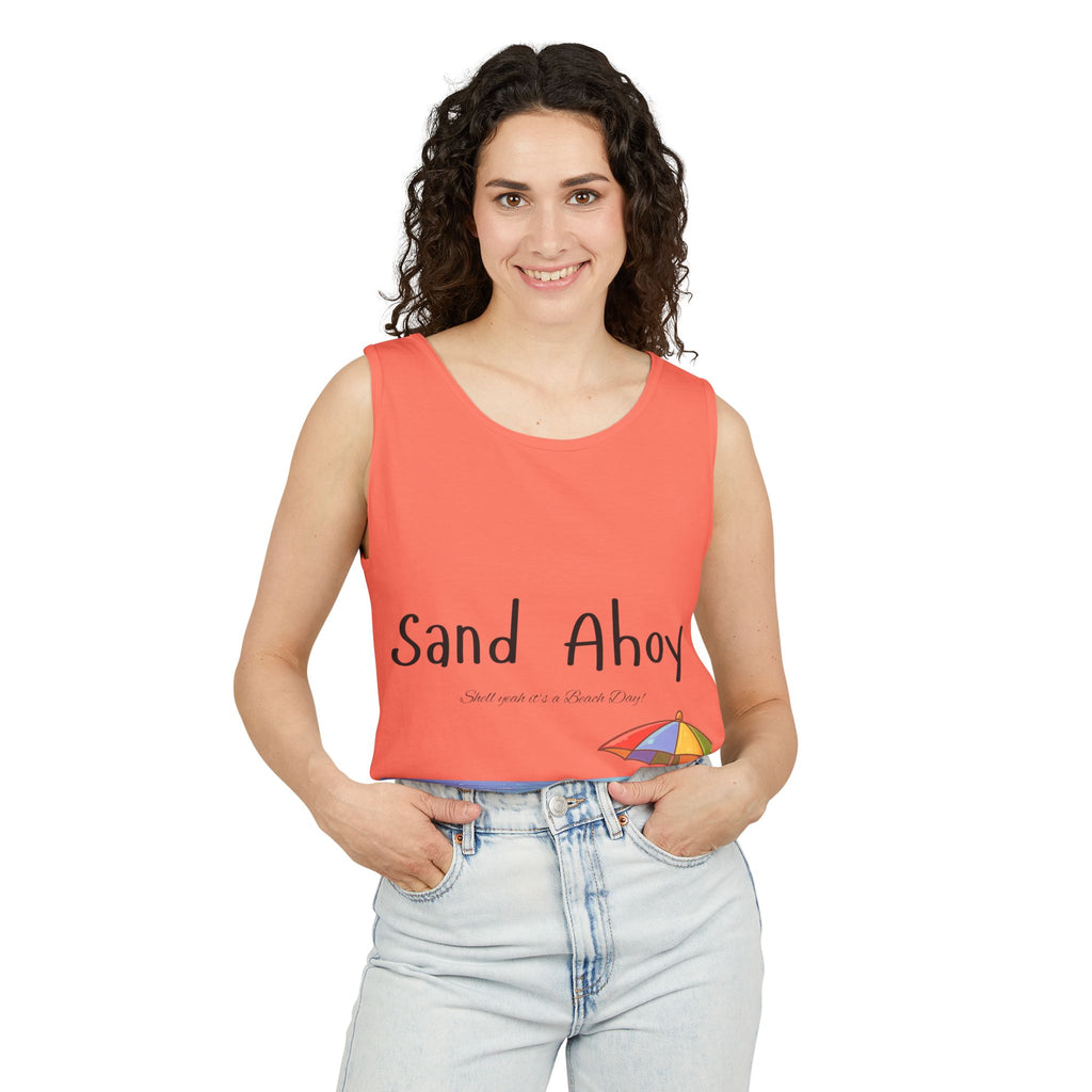 “Sand Ahoy” Seaside Graphic Tank
