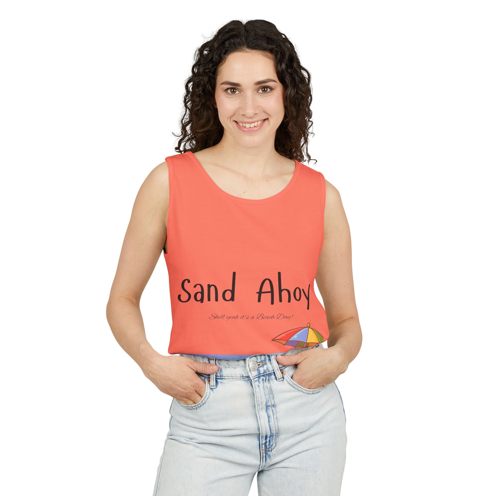 “Sand Ahoy” Seaside Graphic Tank