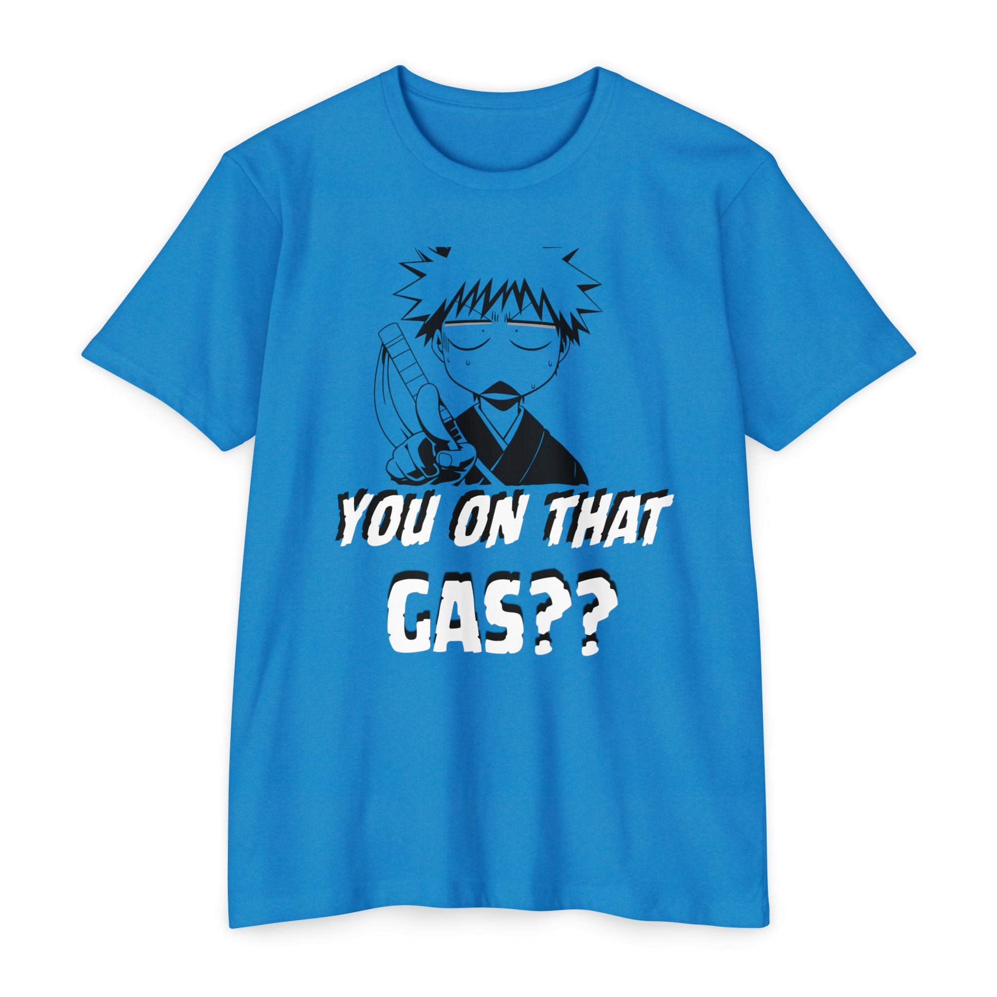 Anime Graphic T-Shirt — "You On That Gas??" Cartoon Character Tee