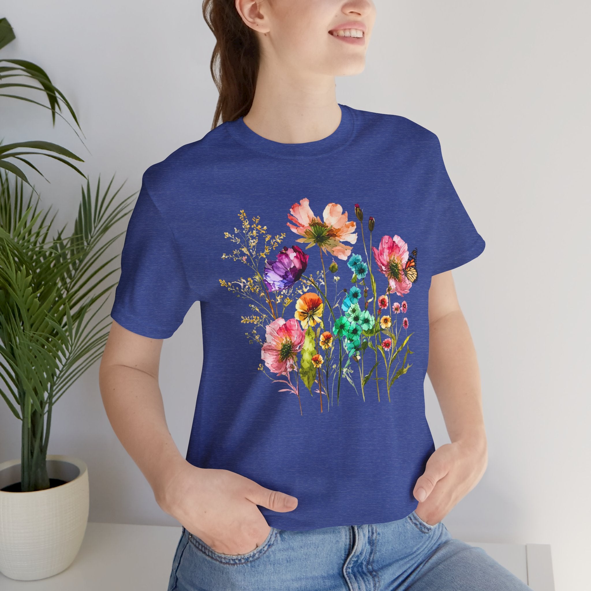 Floral Watercolor  Pink Wildflower Bouquet Graphic T-Shirt