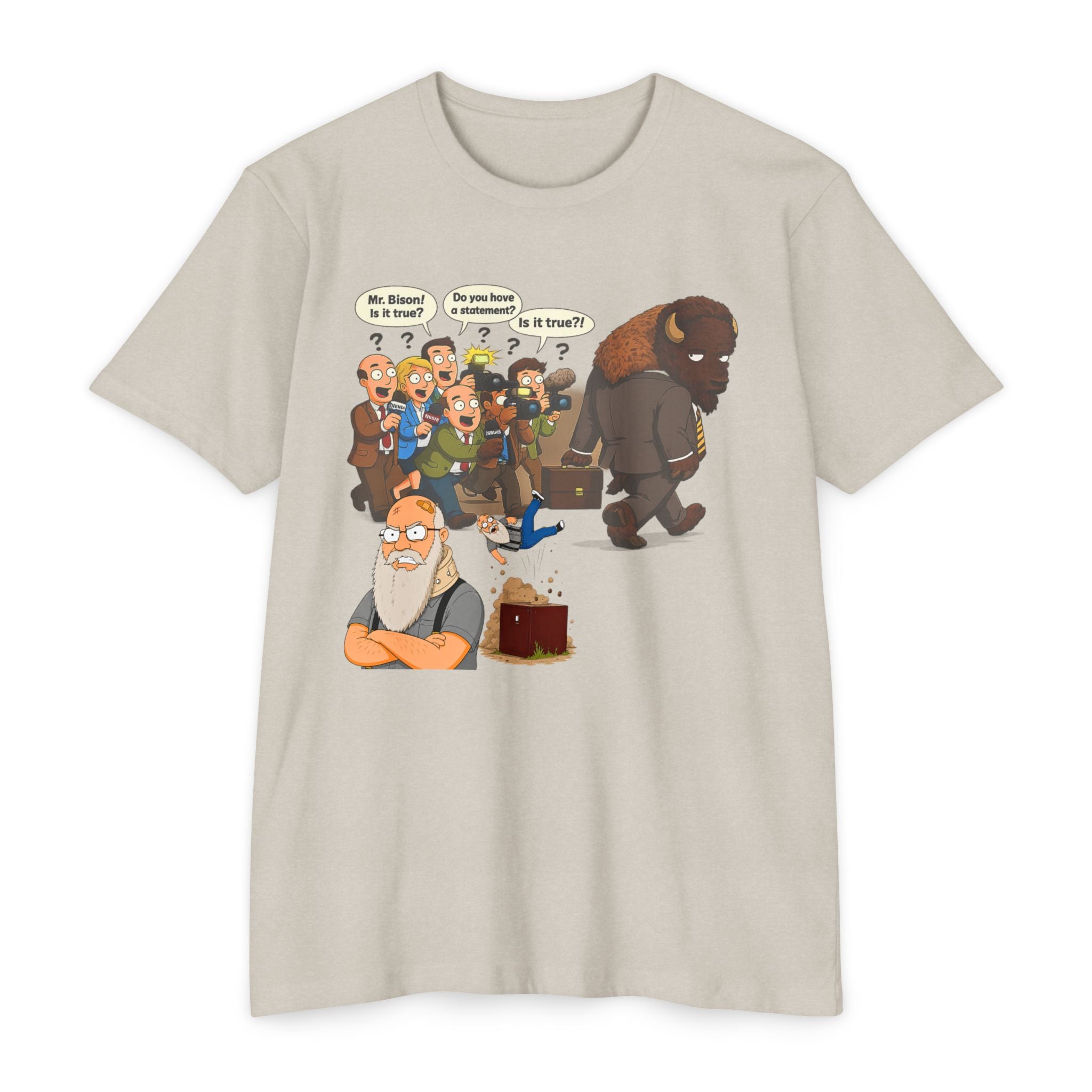 Funny Cartoon Yellow Bison Flip T-Shirt