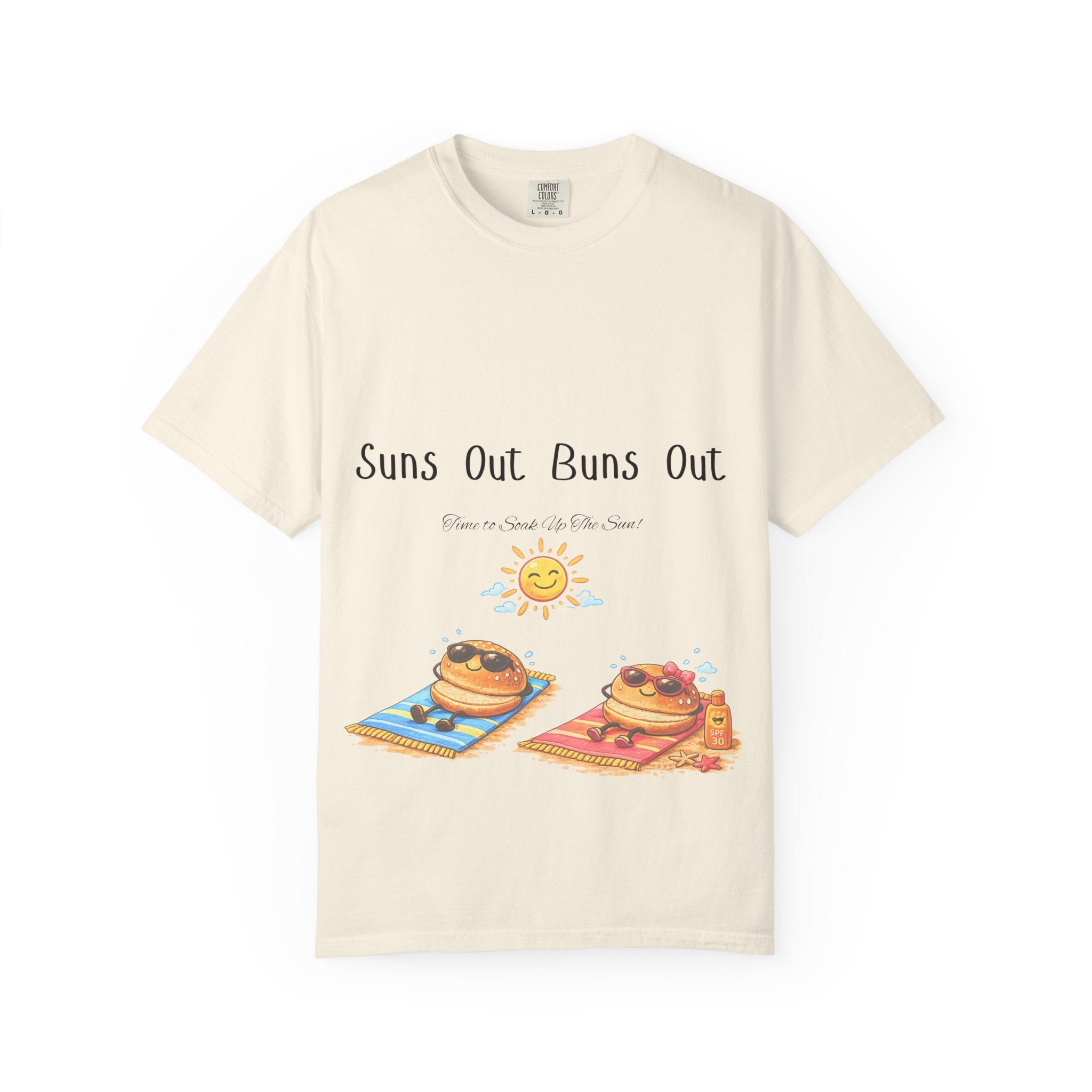 Suns Out Buns Out T-Shirt — Funny Burger Beach Tee
