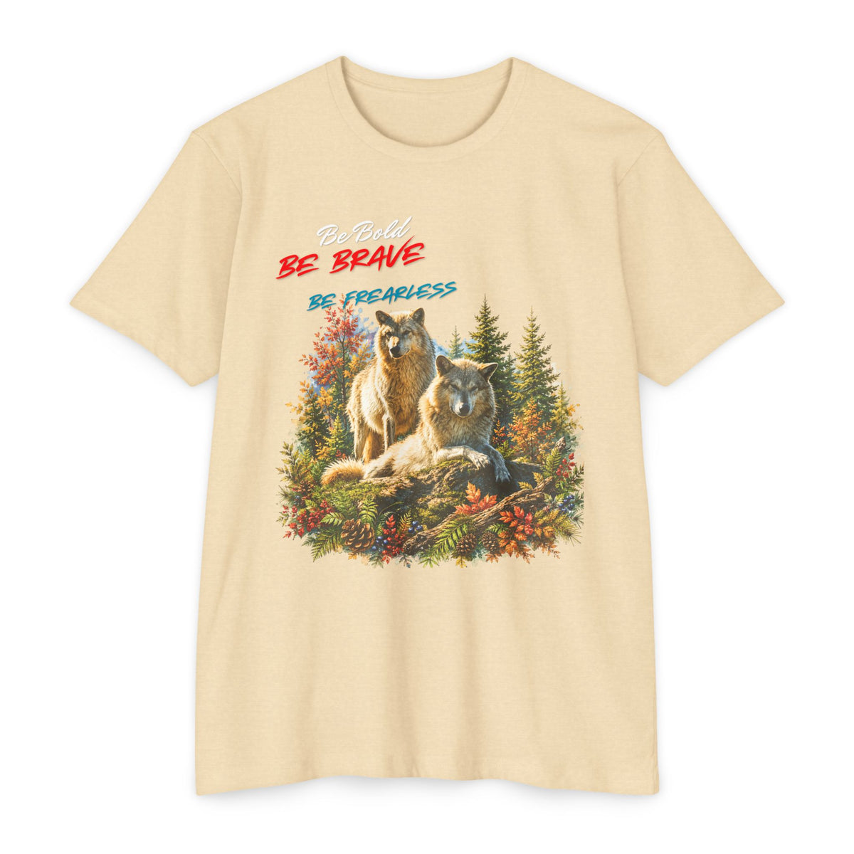 Be Brave Be Fearless Wolf Graphic T‑Shirt