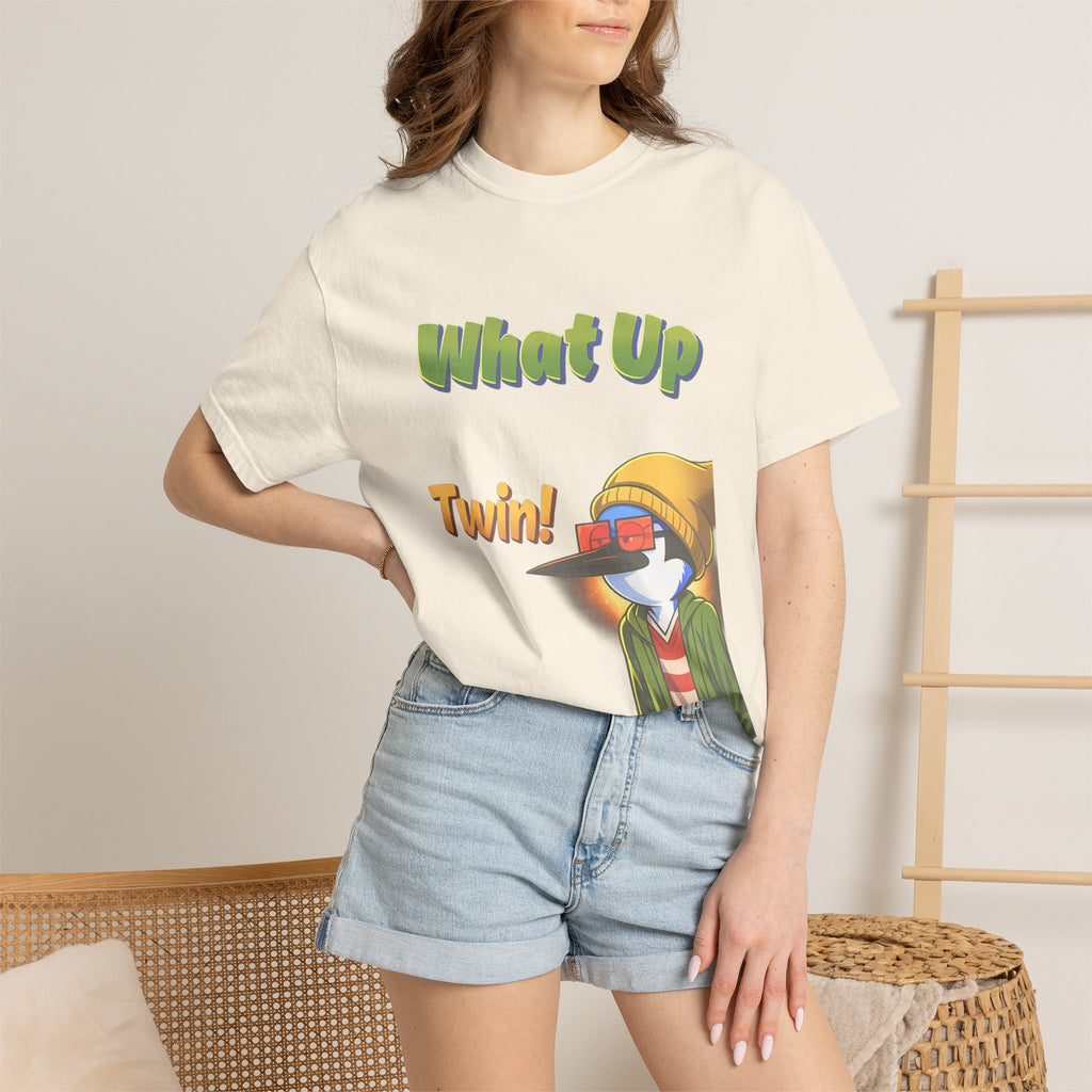 Green What Up Twin! Graphic T-Shirt — Cute Cartoon Character Tee