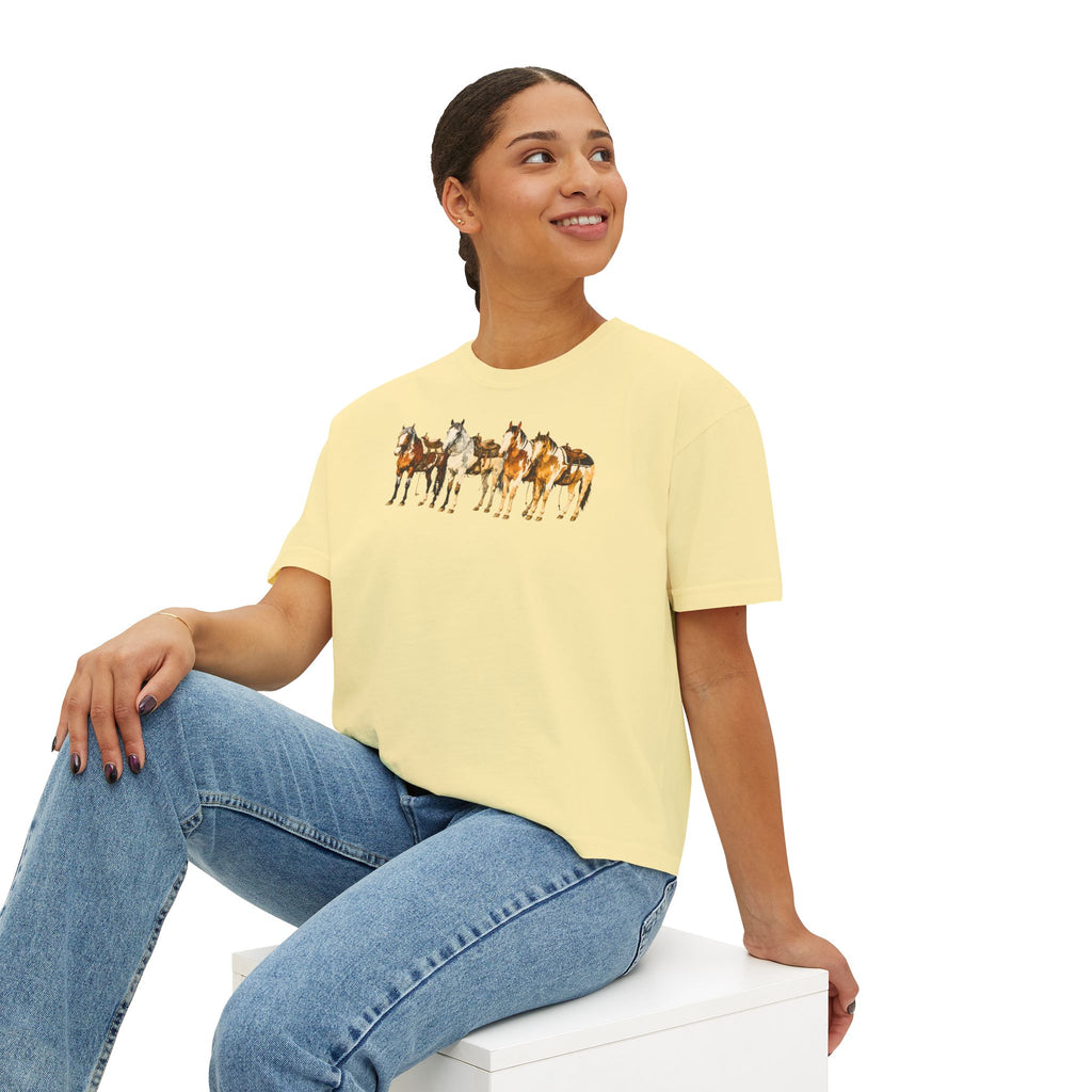 Women's Watercolor Horse Lineup Graphic