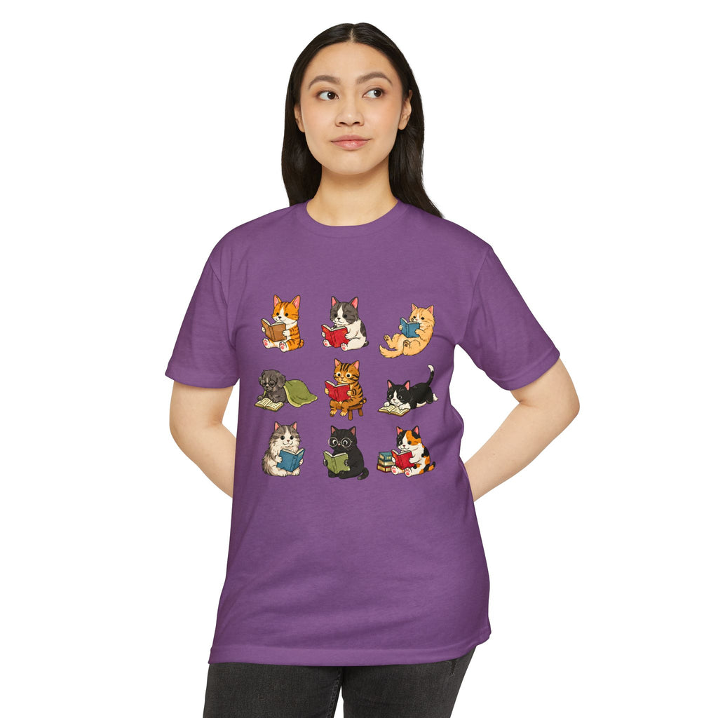 Cute Cats Reading Booklover  T-Shirt