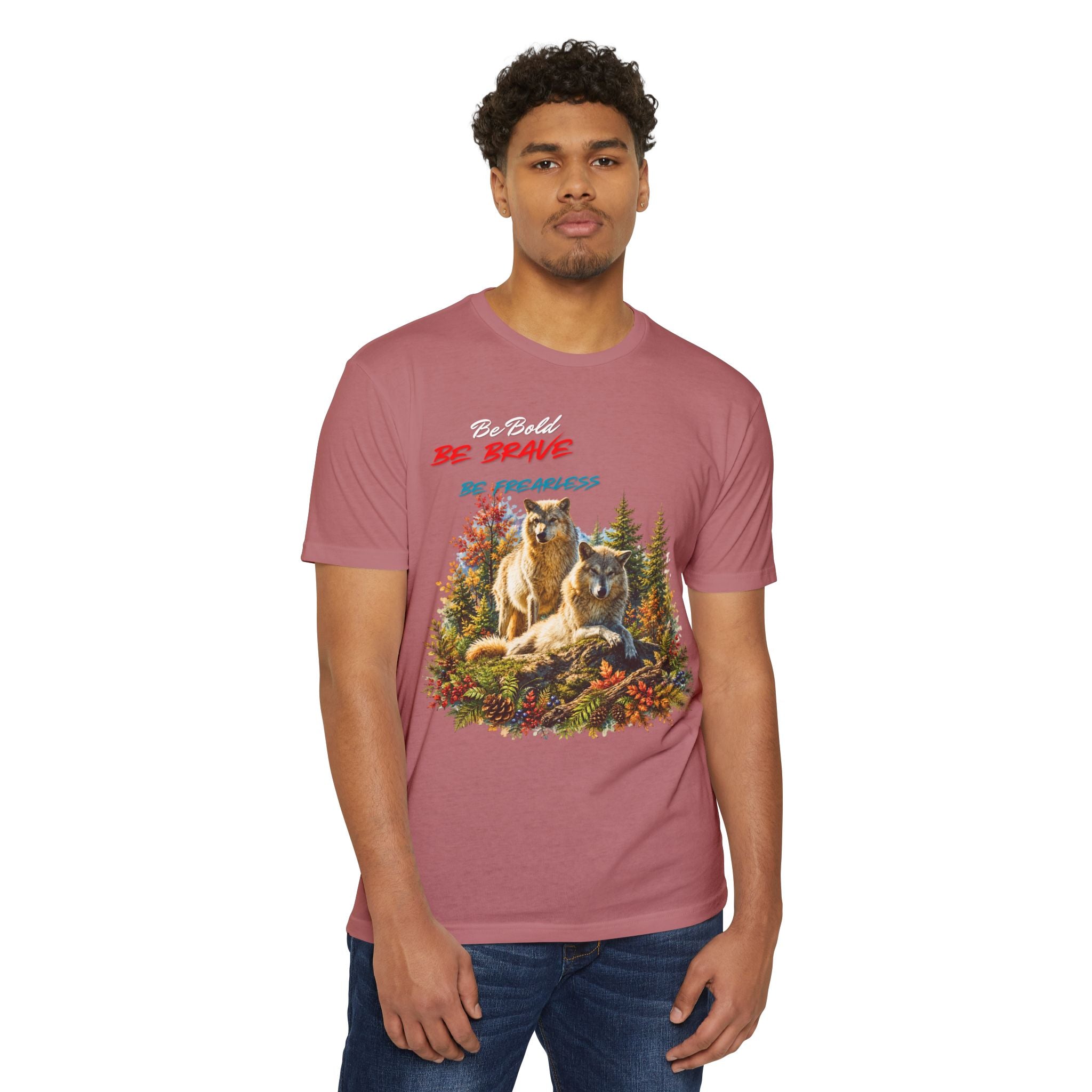 Be Brave Be Fearless Wolf Graphic T‑Shirt