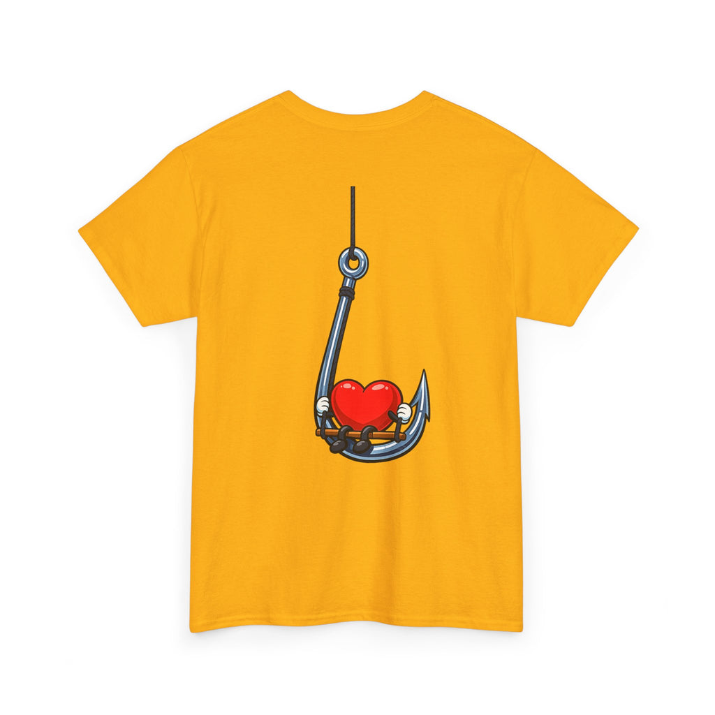 T-Shirt — "Caught You Hook, Line, and Sinker" Fishing Heart Tee