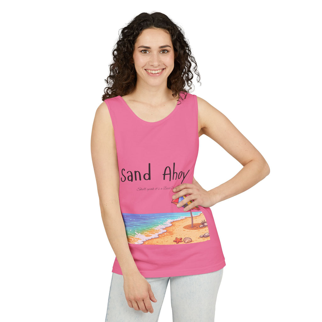 “Sand Ahoy” Seaside Graphic Tank