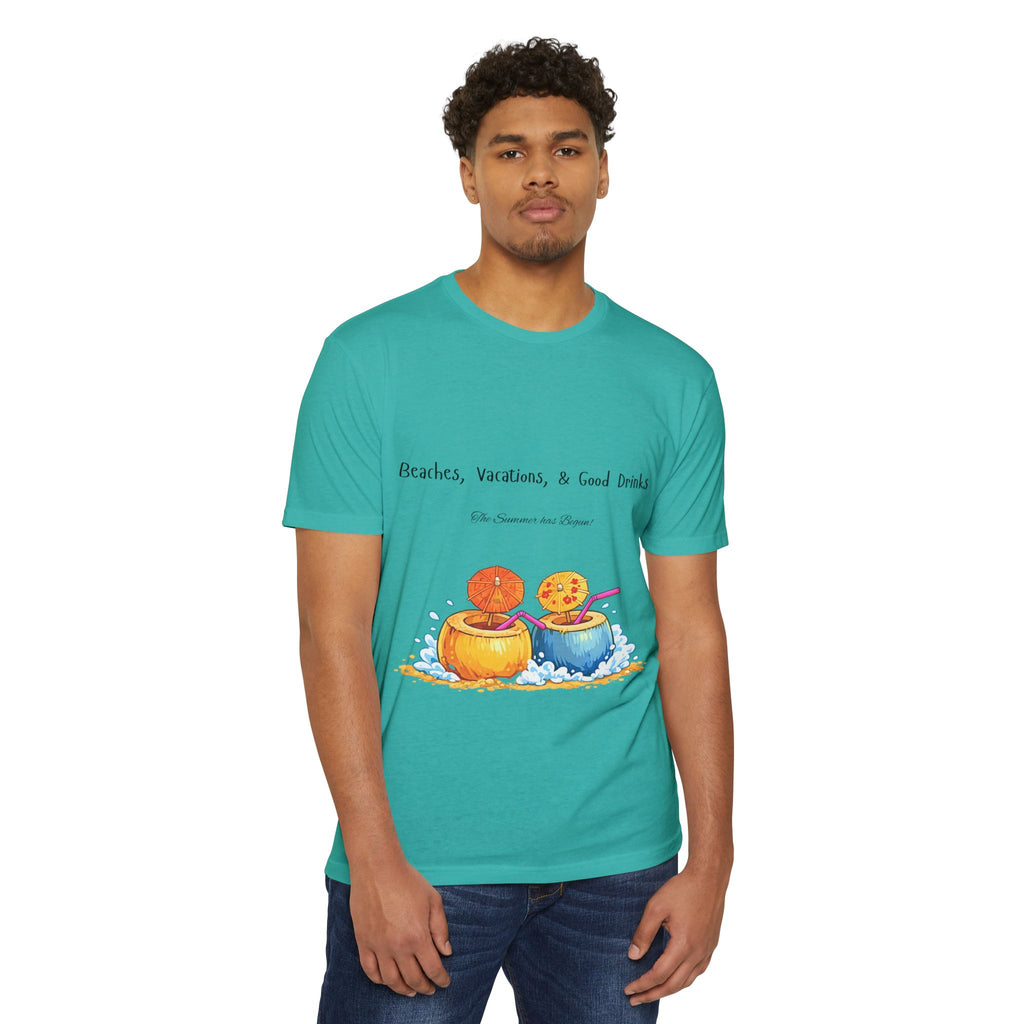 "Beaches, Vacations, & Good Drinks" Tropical Drink Tee