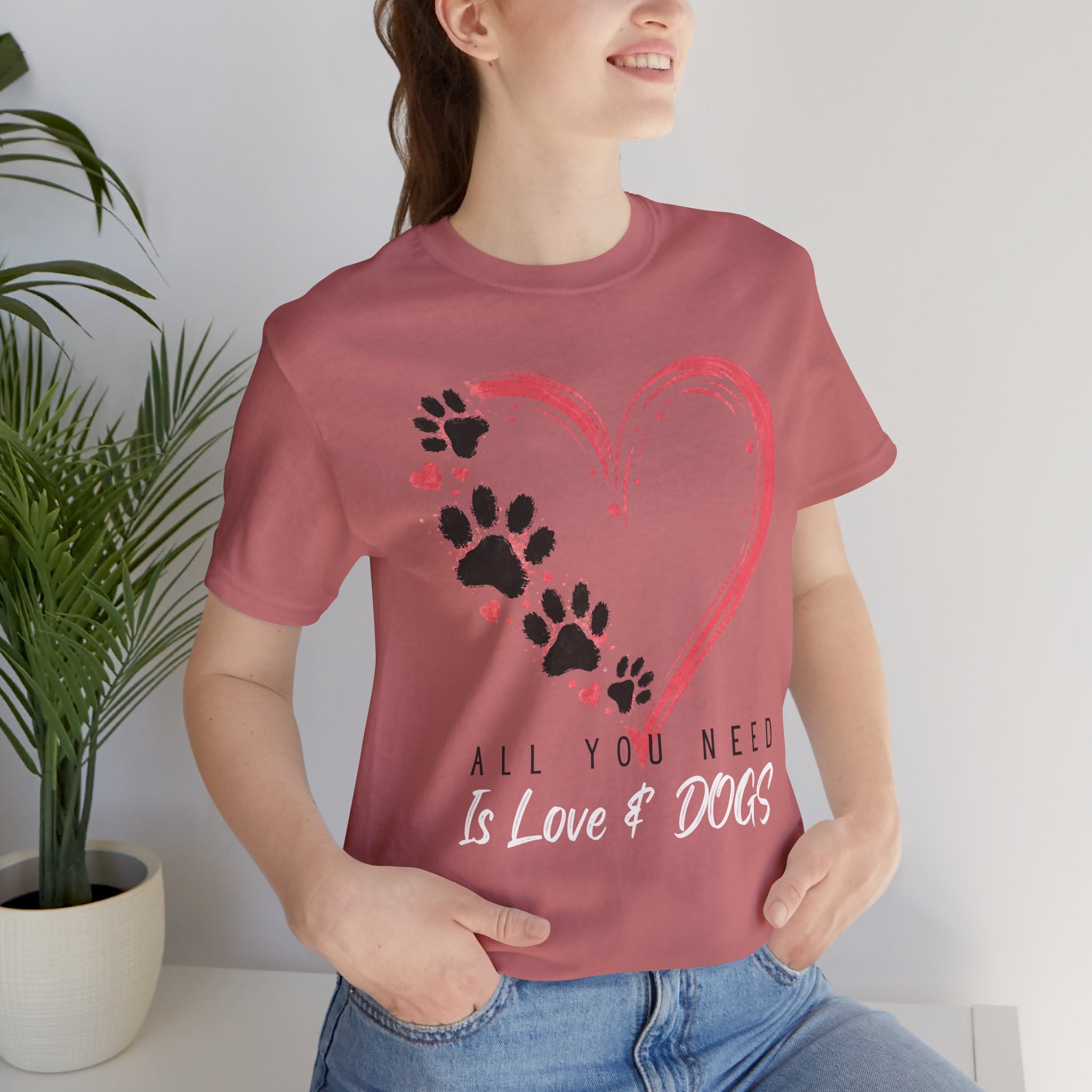 “All You Need Is Love & Dogs” Heart Paw Tee