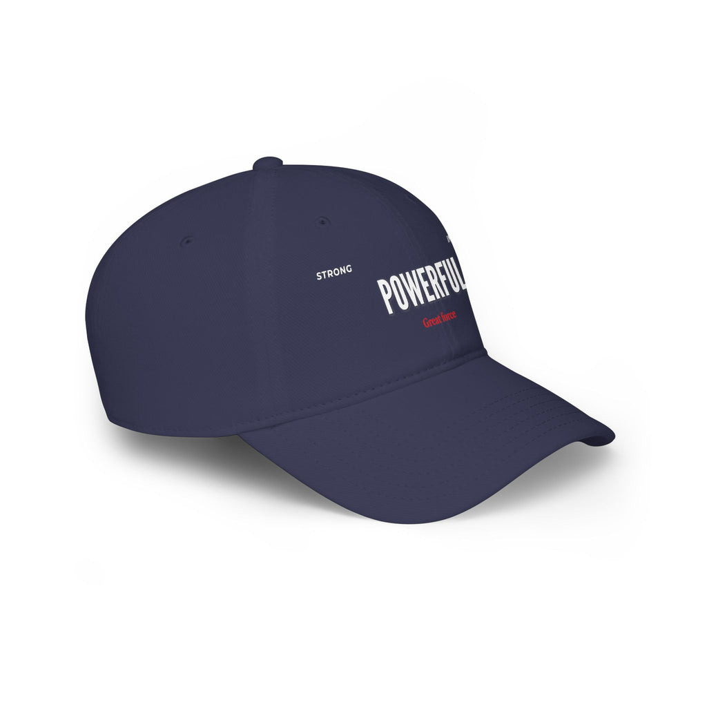 Red 'POWERFUL' Embroidered Low Profile Baseball Cap