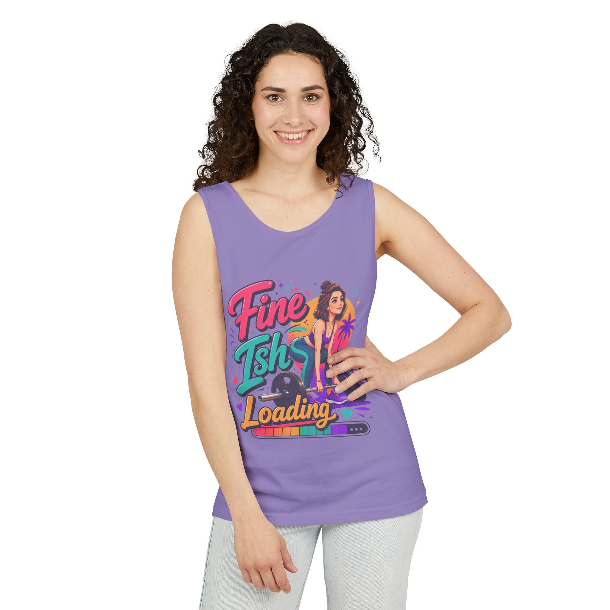 Tank Top — "Fine Ish Loading" Retro Fitness Graphic Tank for Women