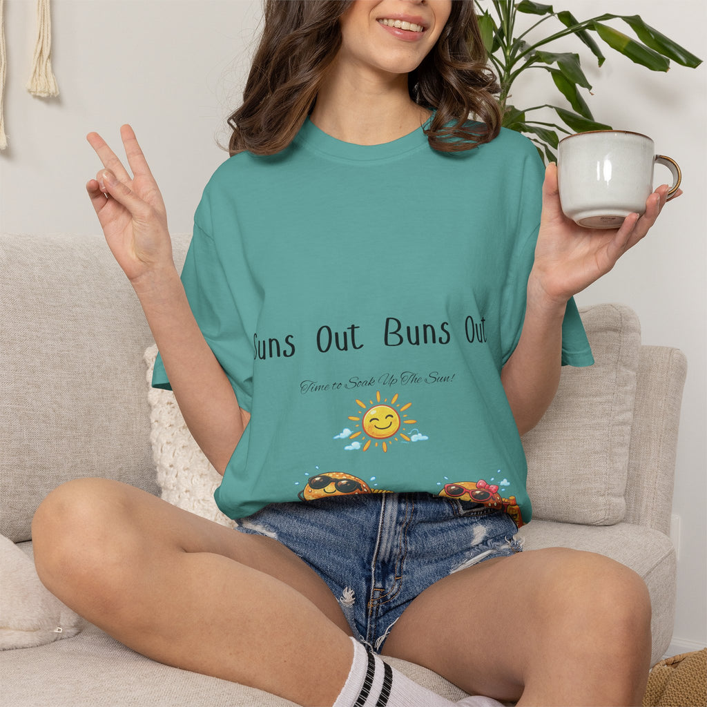 Suns Out Buns Out T-Shirt — Funny Burger Beach Tee