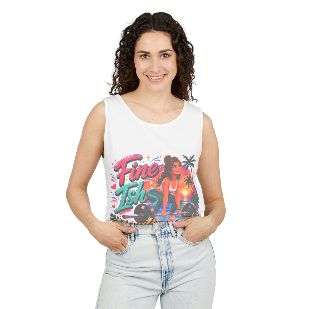 Fine Ish Loading Tank Top — Tropical Pin-Up Workout Graphic Tank