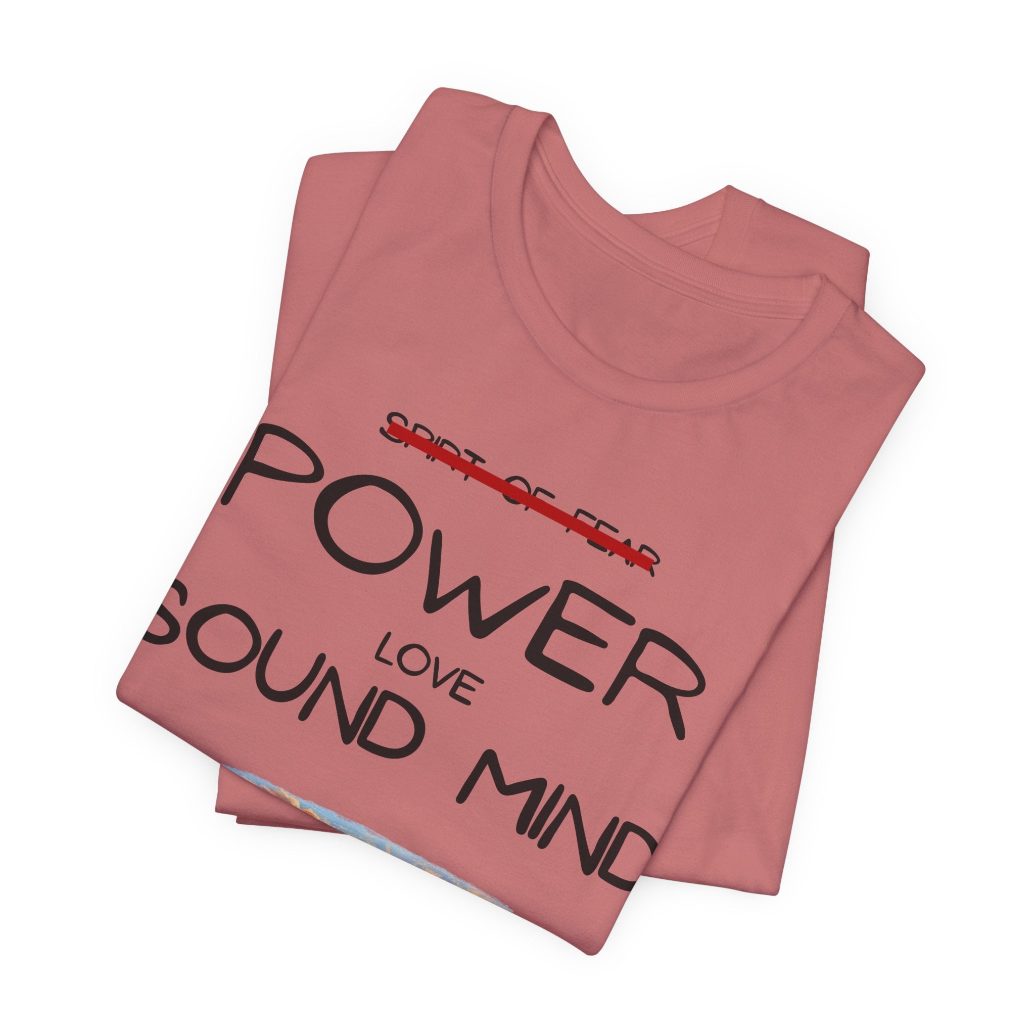 Power, Love, Sound Mind Christian T-Shirt — Bible Cross Sunrise Faith Tee