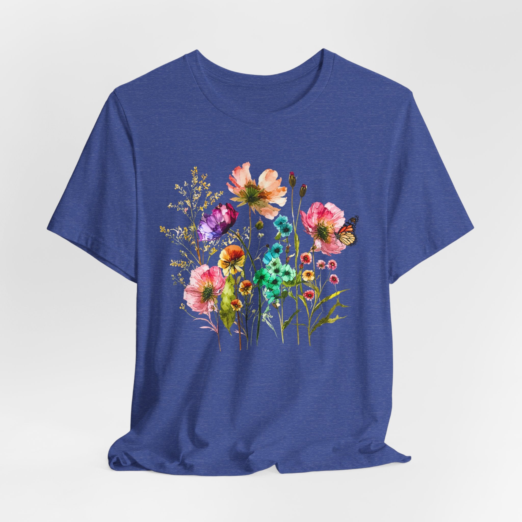 Floral Watercolor  Pink Wildflower Bouquet Graphic T-Shirt