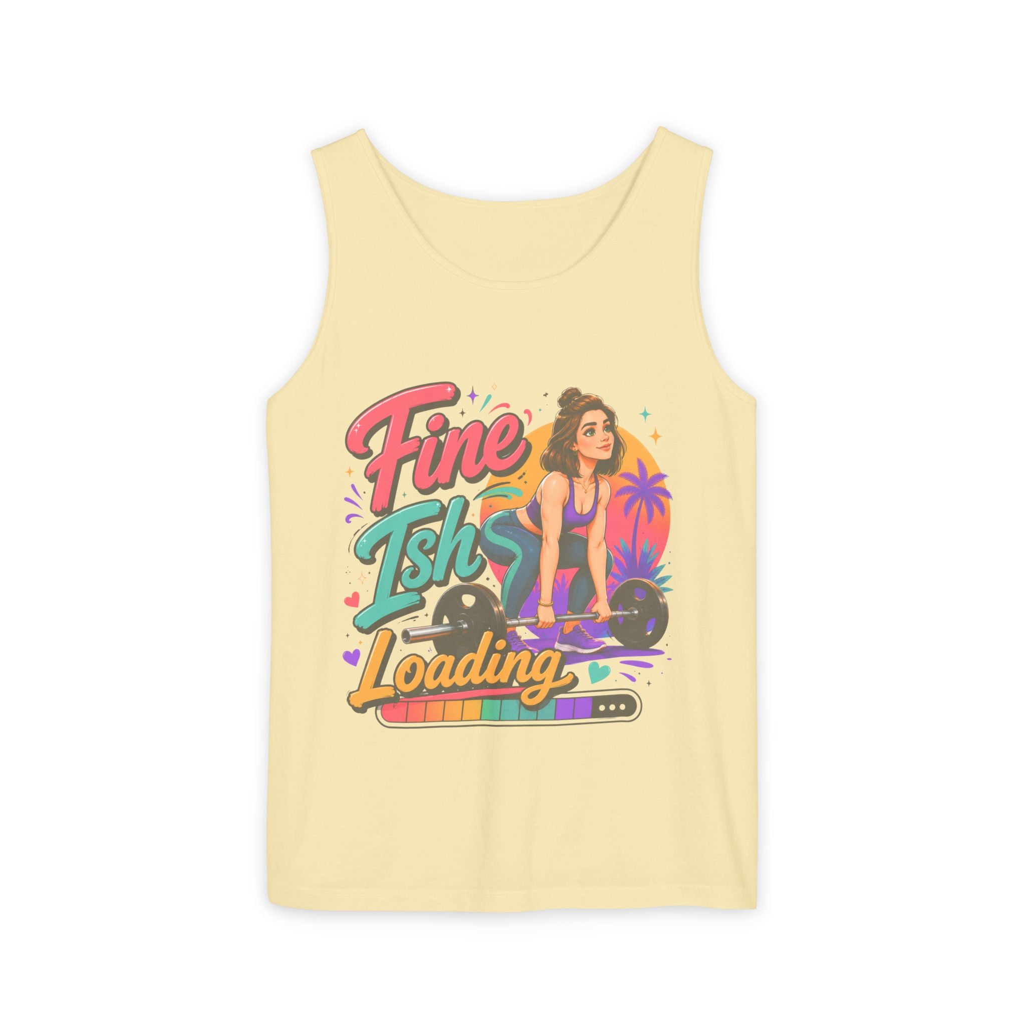 Tank Top — "Fine Ish Loading" Retro Fitness Graphic Tank for Women