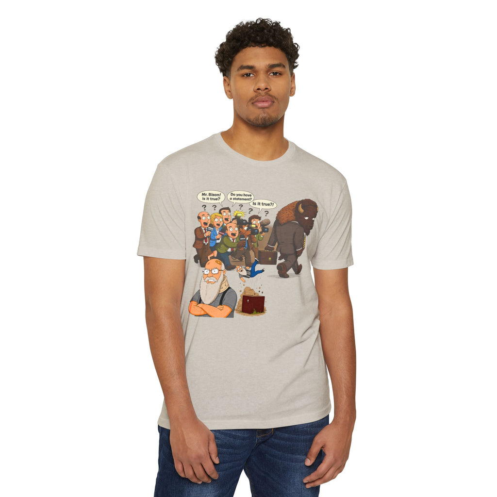 Funny Cartoon Yellow Bison Flip T-Shirt