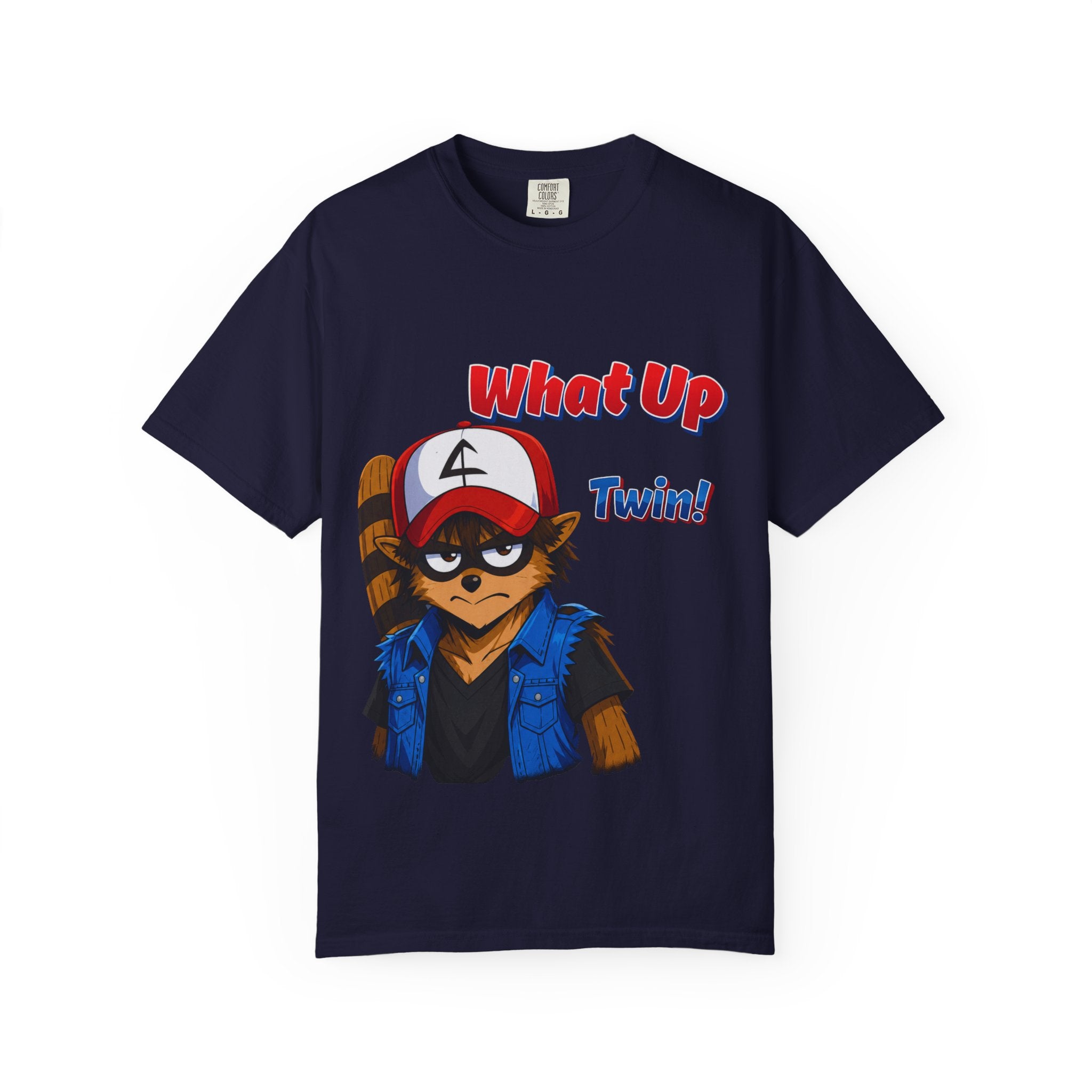 What Up Twin! Graphic T-Shirt — Cute Raccoon Character Tee