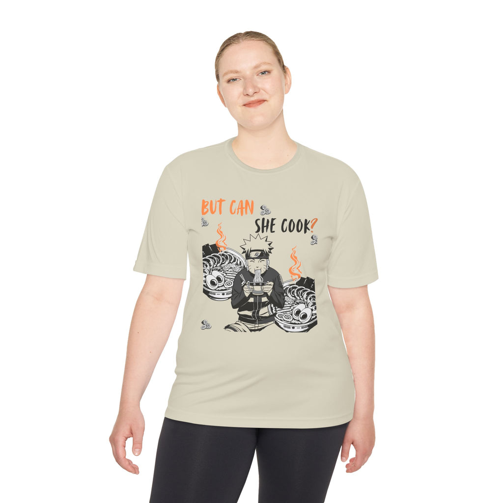 Can She Cook Graphic Tee — “But Can She Cook?” Moisture-Wicking T-Shirt