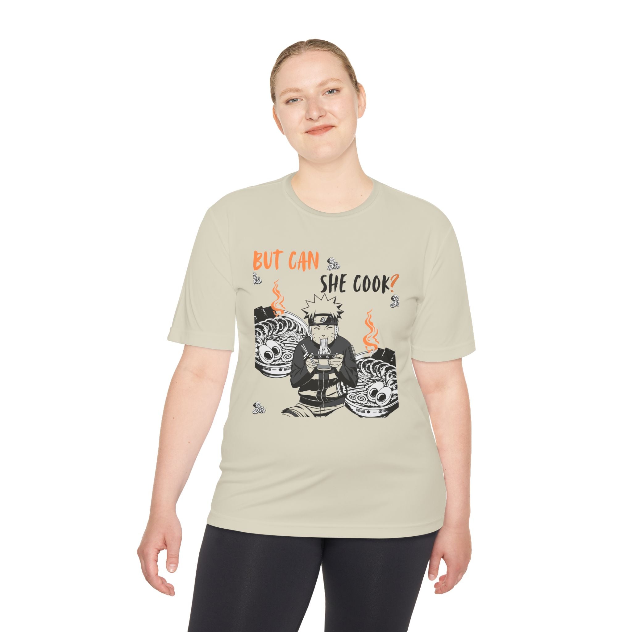 Can She Cook Graphic Tee — “But Can She Cook?” Moisture-Wicking T-Shirt