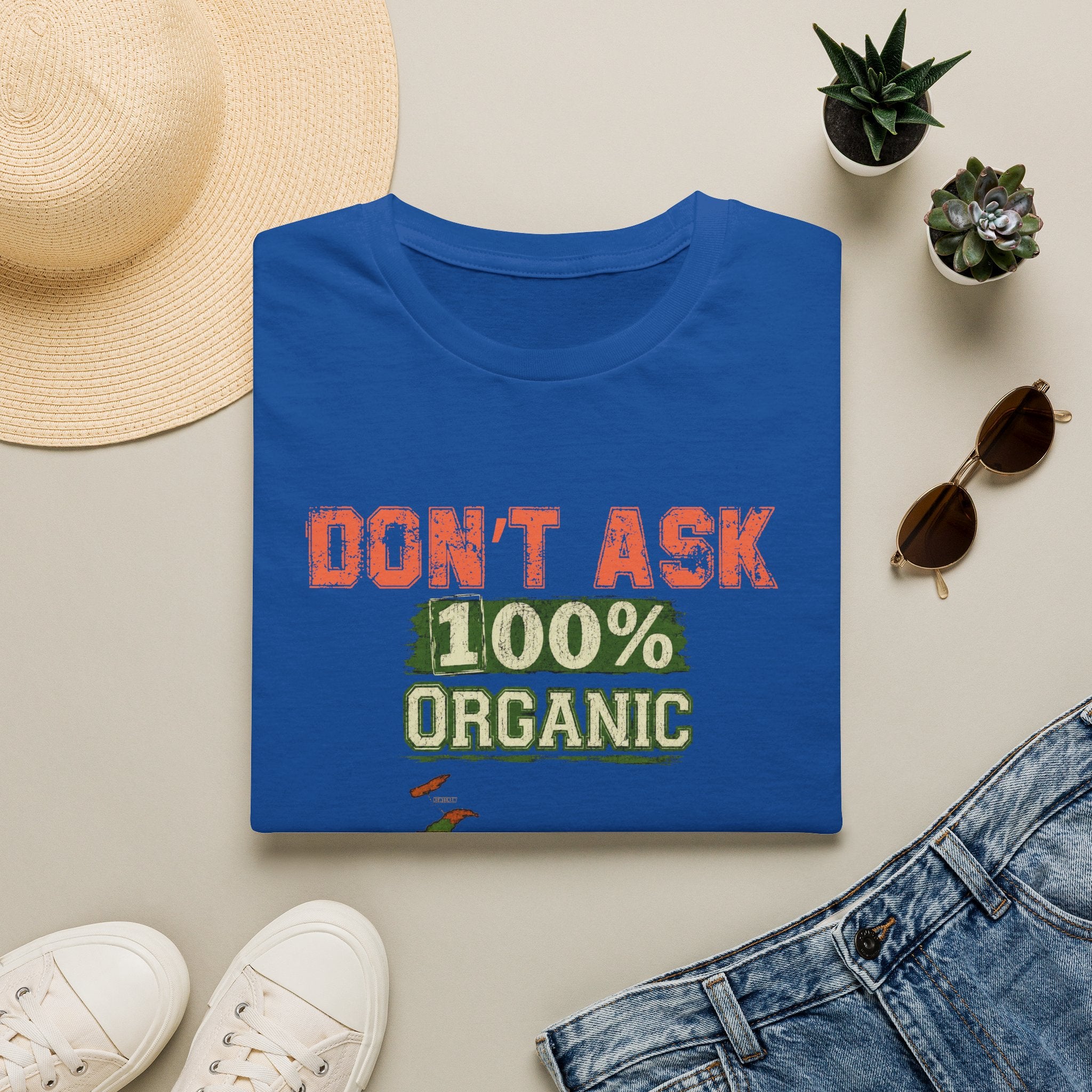T-Shirt — "Don't Ask 100% Organic" Michigan Puzzle-Map Tee