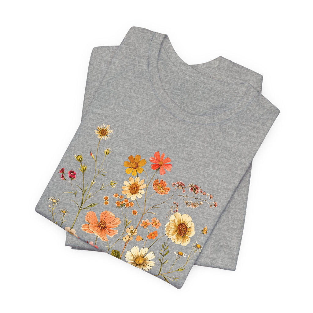 Floral Meadow Tee — Vintage Wildflower Bouquet Short Sleeve Shirt