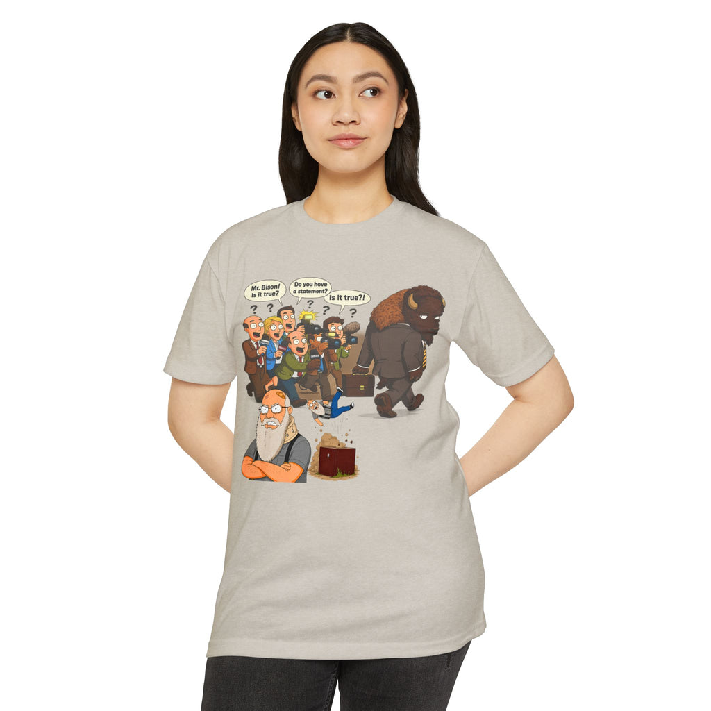 Funny Cartoon Yellow Bison Flip T-Shirt