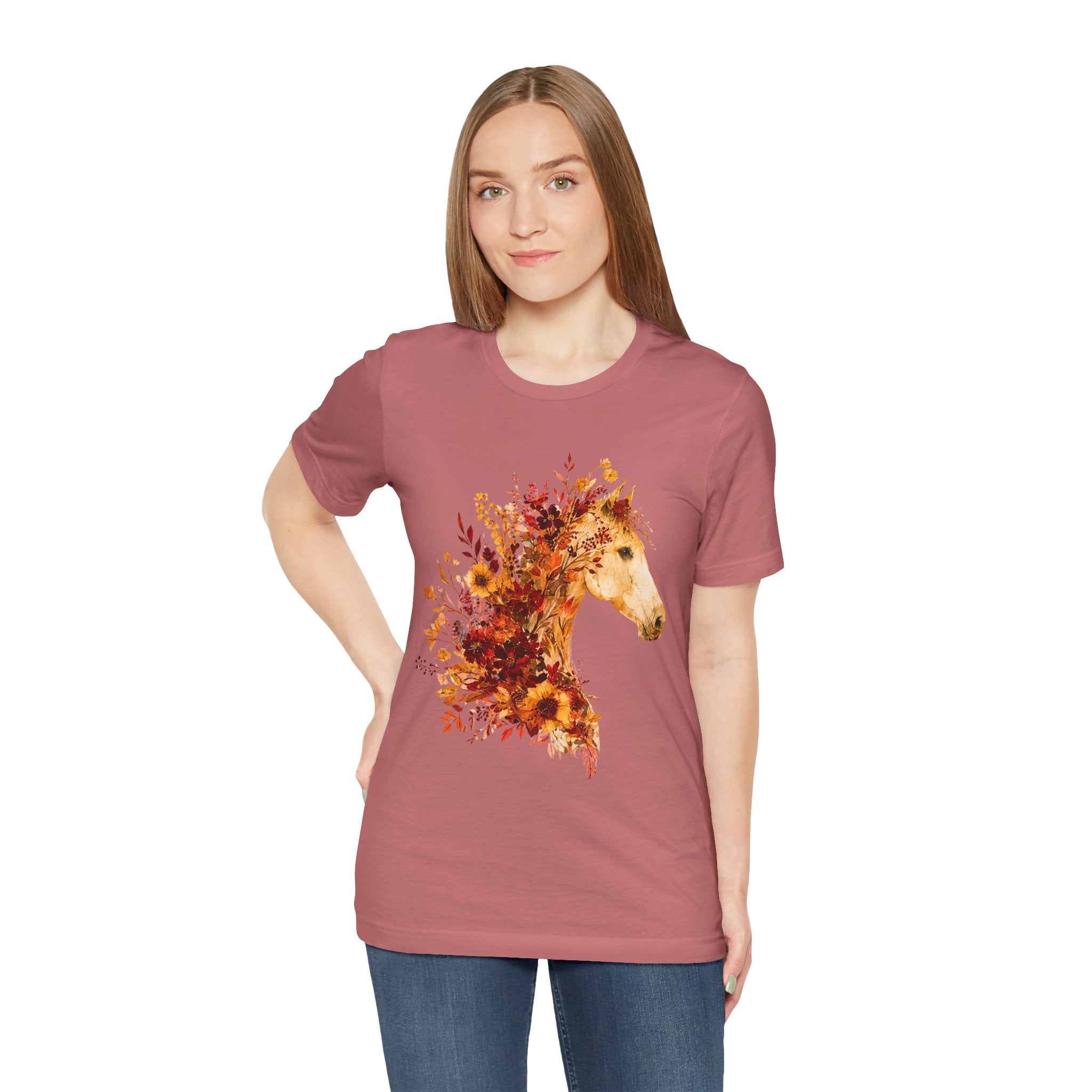 Autumn Sunflower Horse Graphic T-Shirt