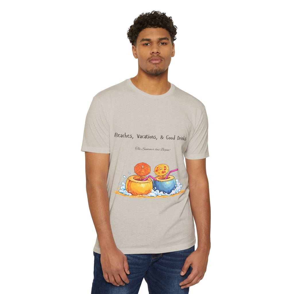 "Beaches, Vacations, & Good Drinks" Tropical Drink Tee