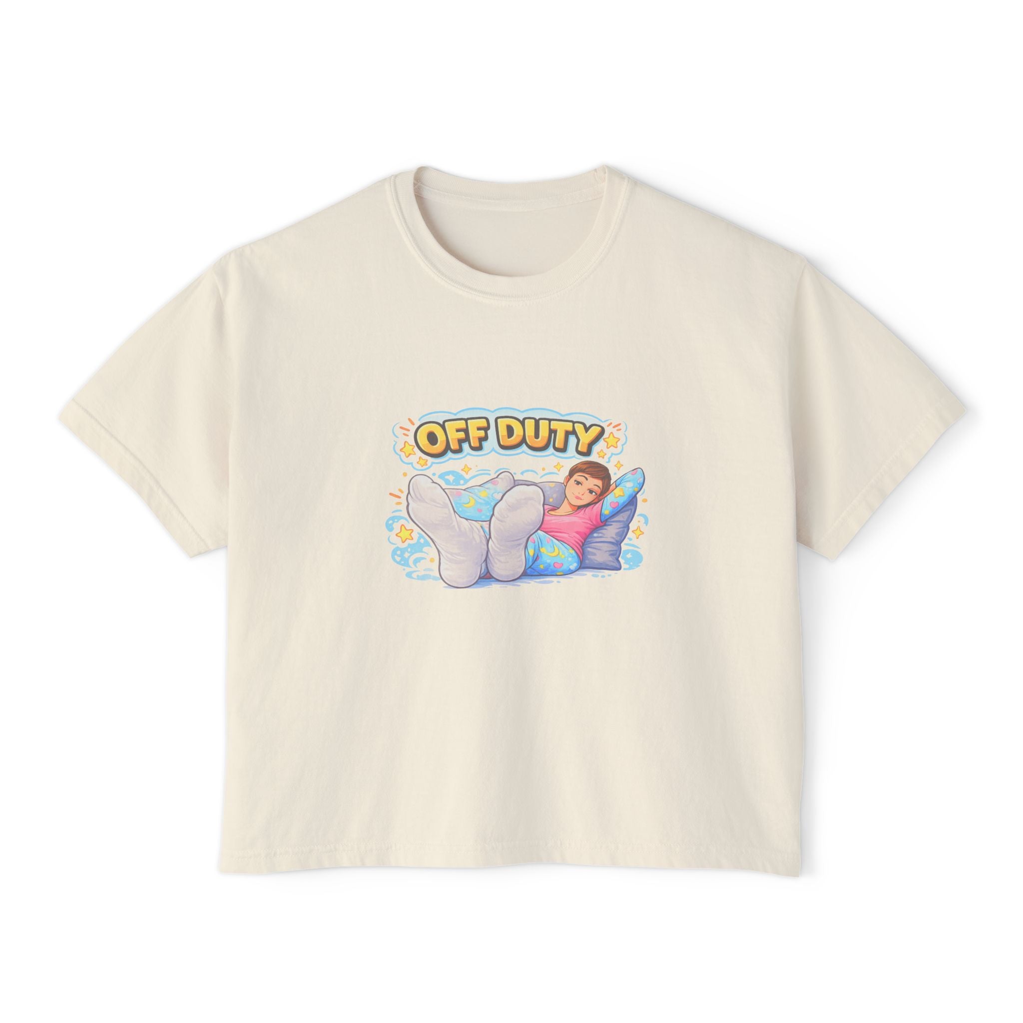 Off Duty Women's Boxy Tee — Relaxed 'Off Duty' Graphic Shirt