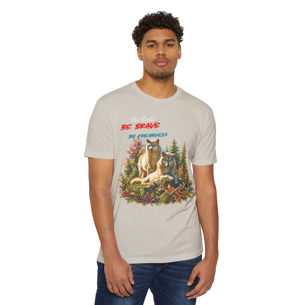 Be Brave Be Fearless Wolf Graphic T‑Shirt