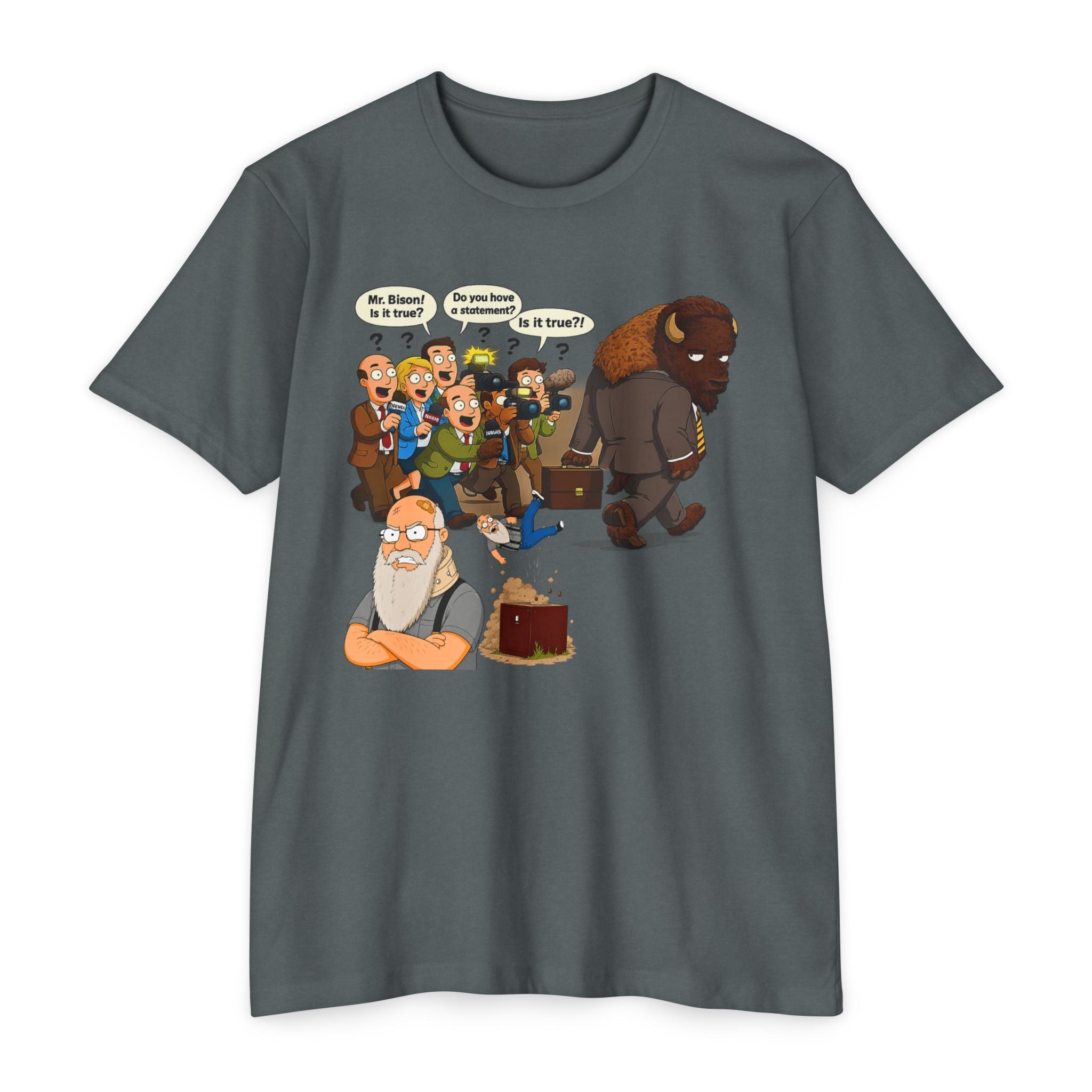 Funny Cartoon Yellow Bison Flip T-Shirt